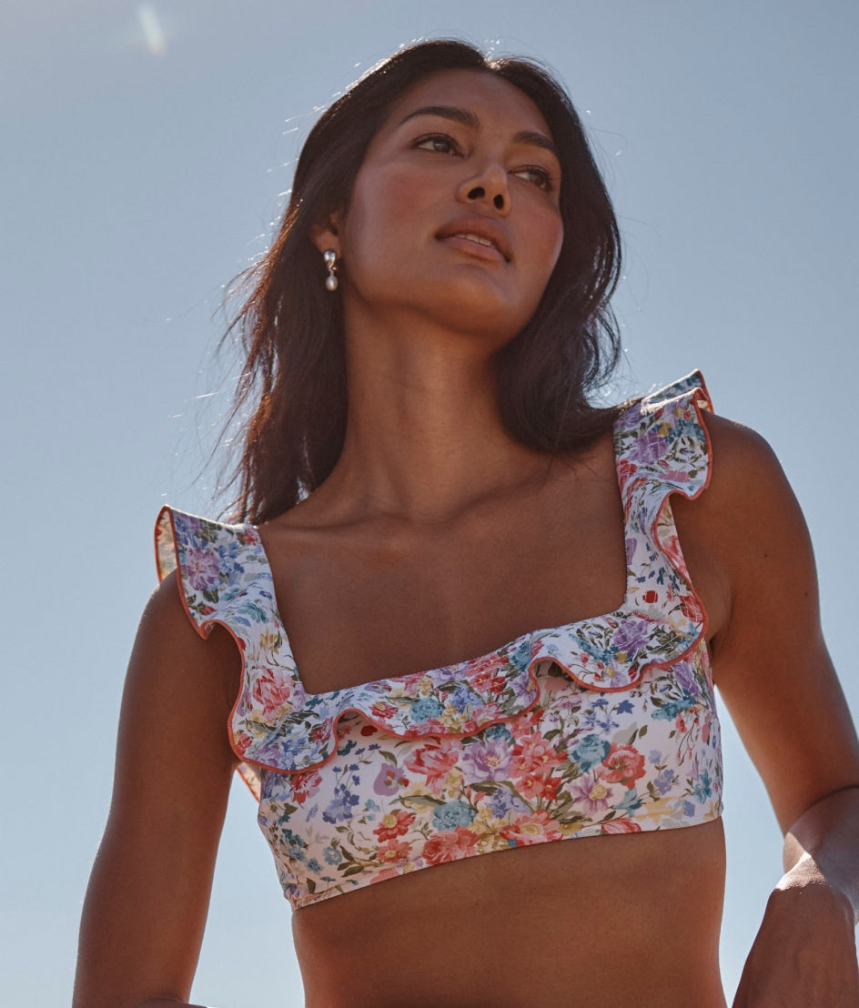 The Ruffle Seaway Square Neck Bikini Top - Bouquet Parade
