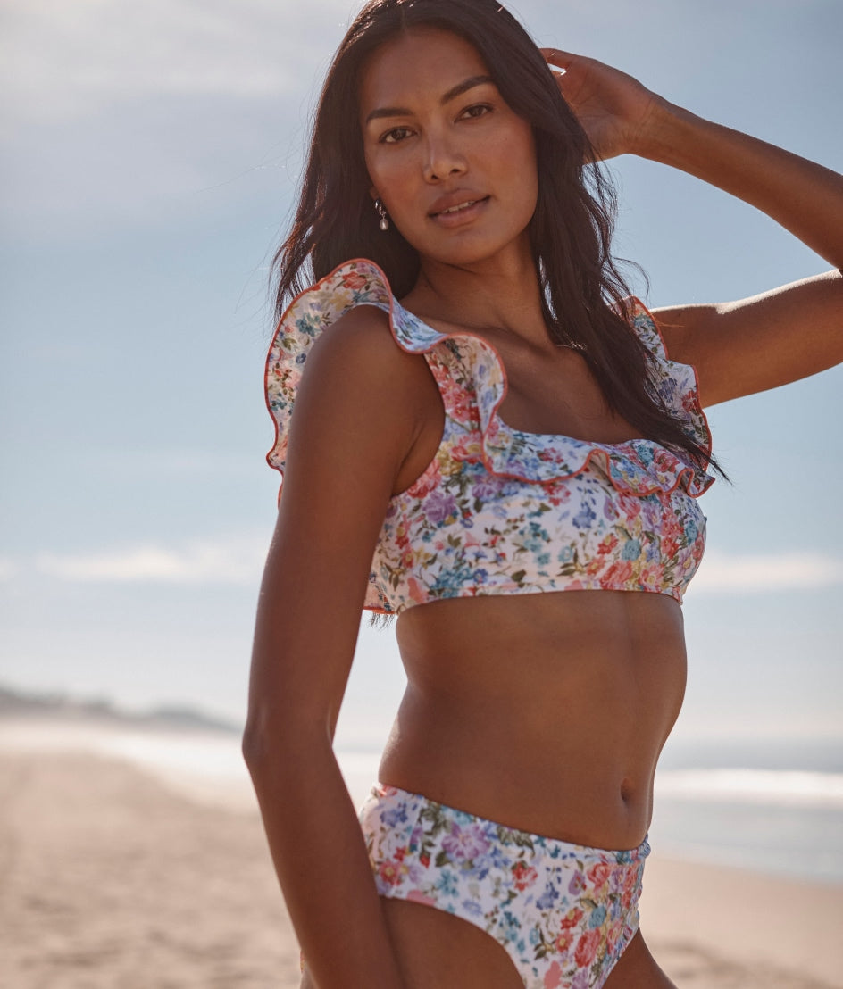 The Ruffle Seaway Square Neck Bikini Top - Bouquet Parade