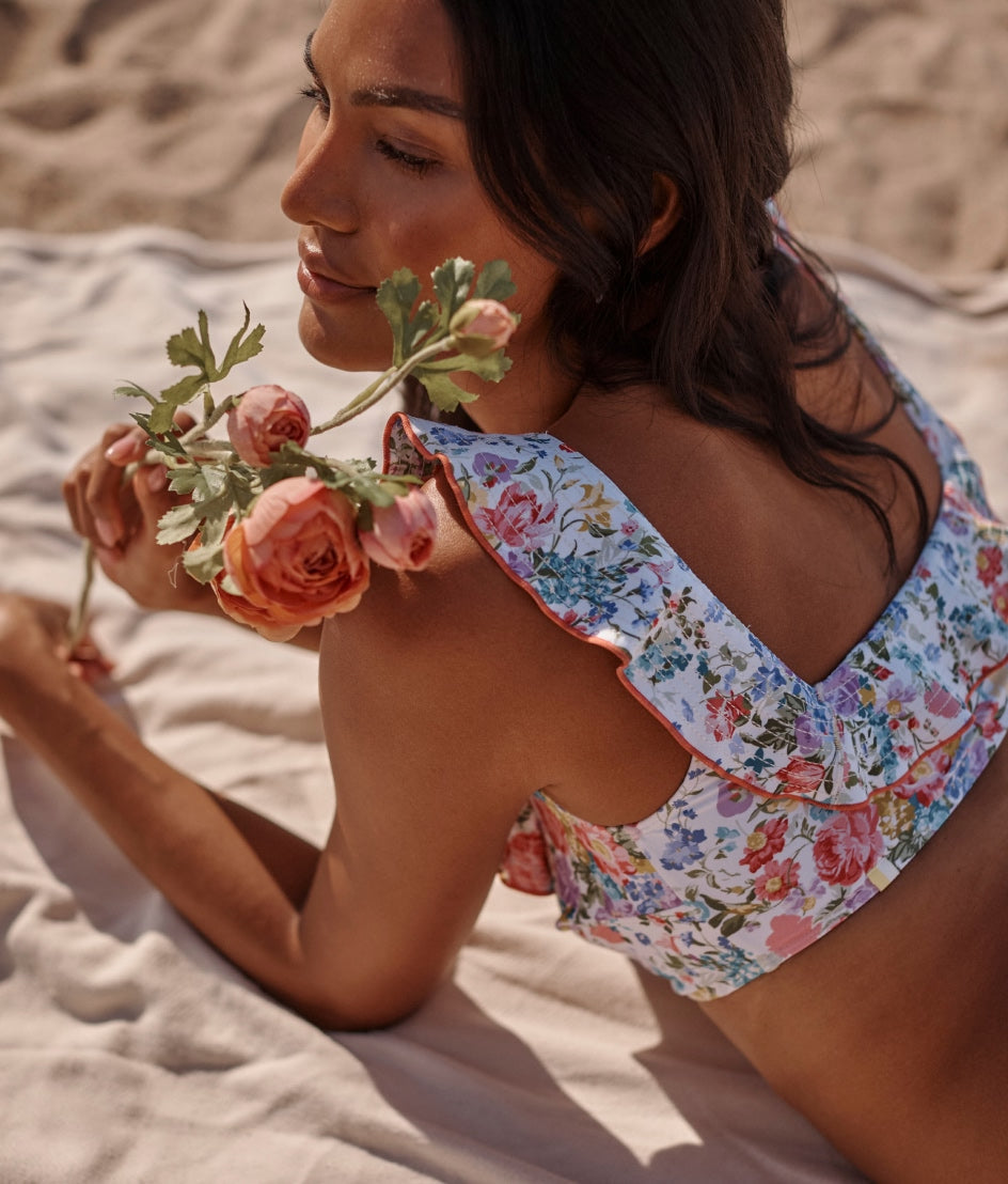 The Ruffle Seaway Square Neck Bikini Top - Bouquet Parade