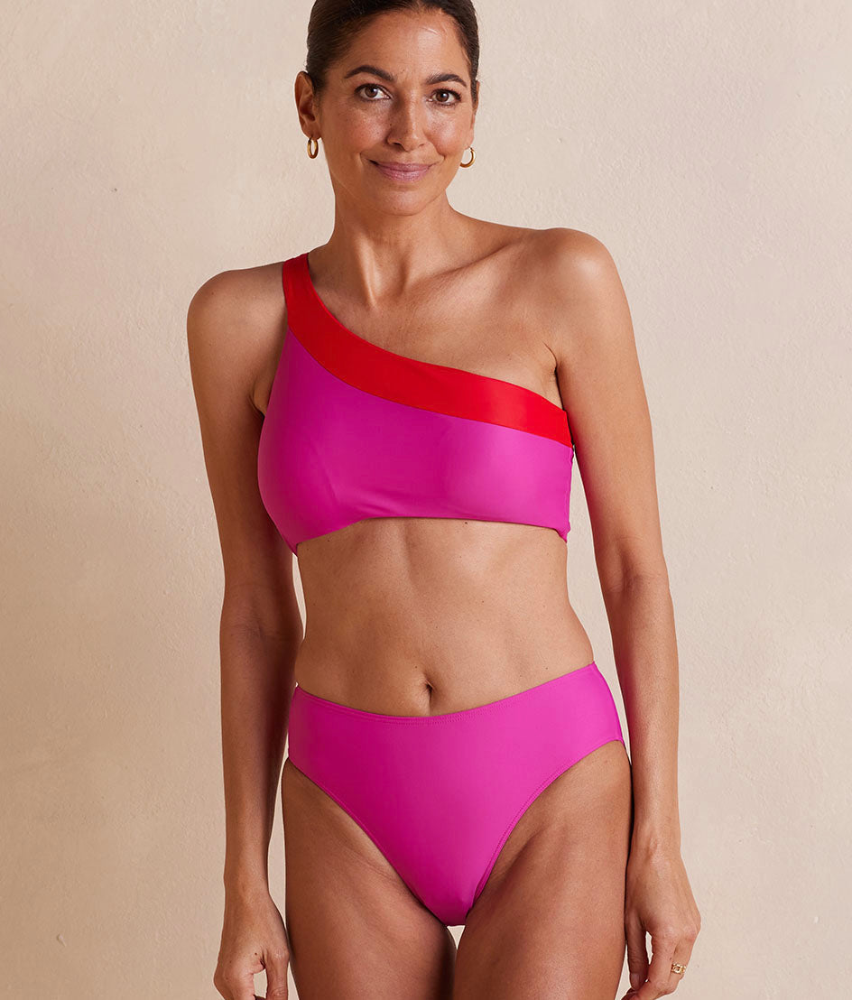 The High Leg Mid Rise Bikini Bottom - Hibiscus