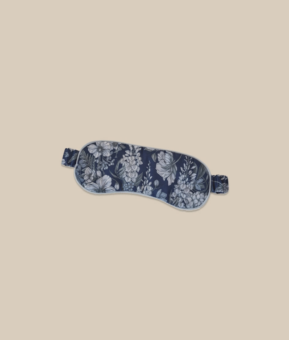 The Silky Luxe Eye Mask - Wisteria Floral Navy