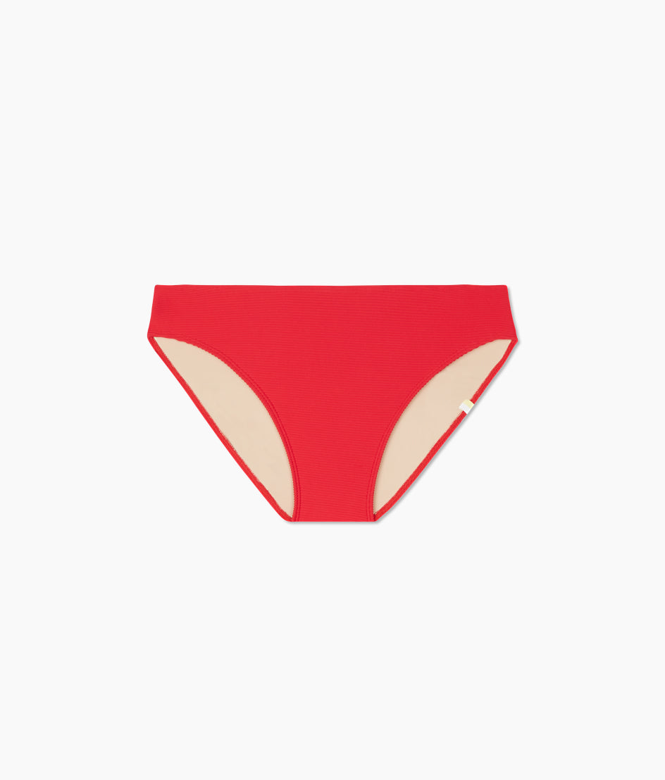 The RippleRib Mid Rise Bikini Bottom - Lava