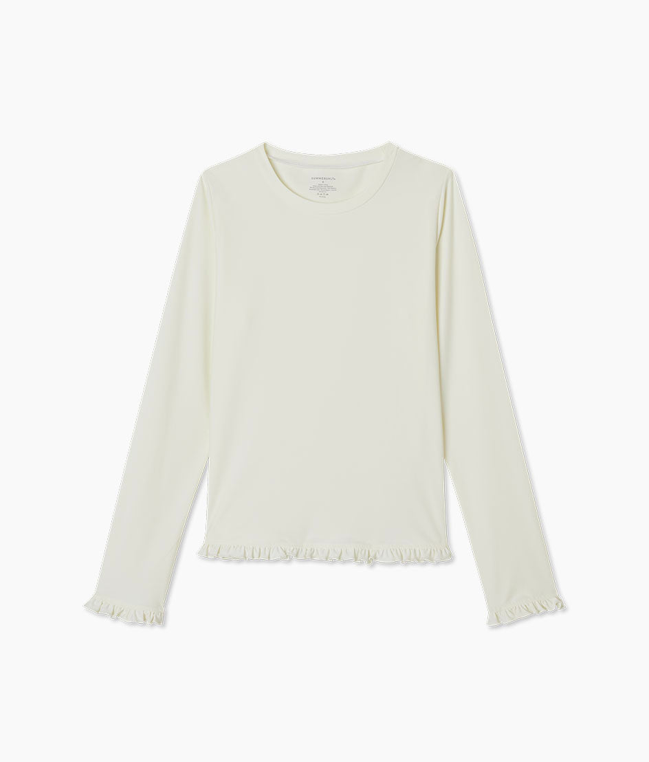 The Waterside Ruffle Rash Guard - White Sand