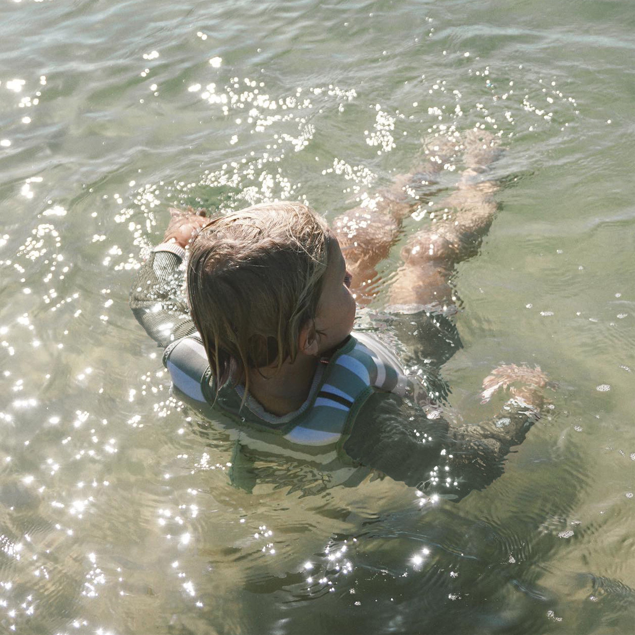 Kids Swim Vest 1-2 - Into the Wild Green Stripe