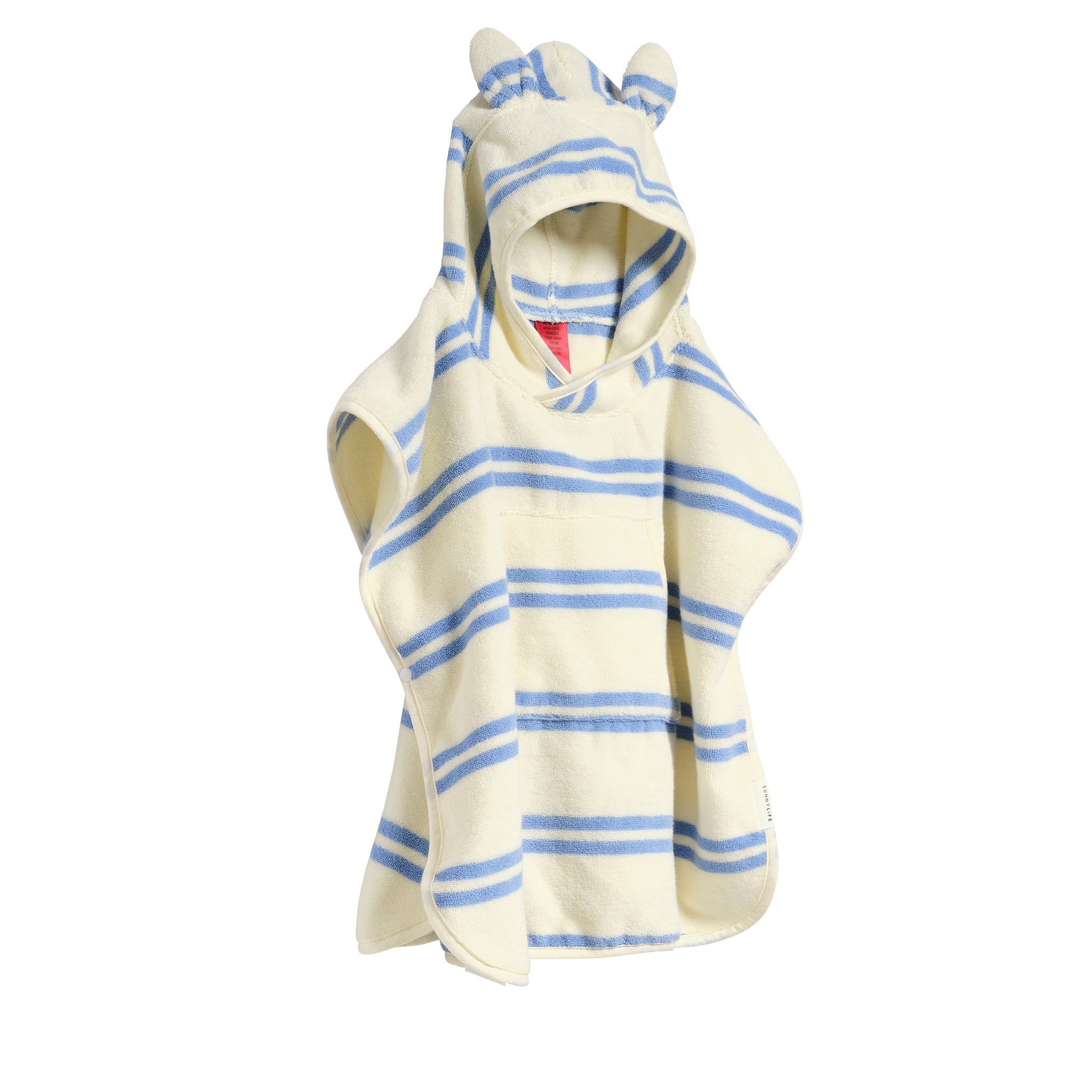 Kids Beach Poncho Towel - Sammy the Seagull Blue Stripe