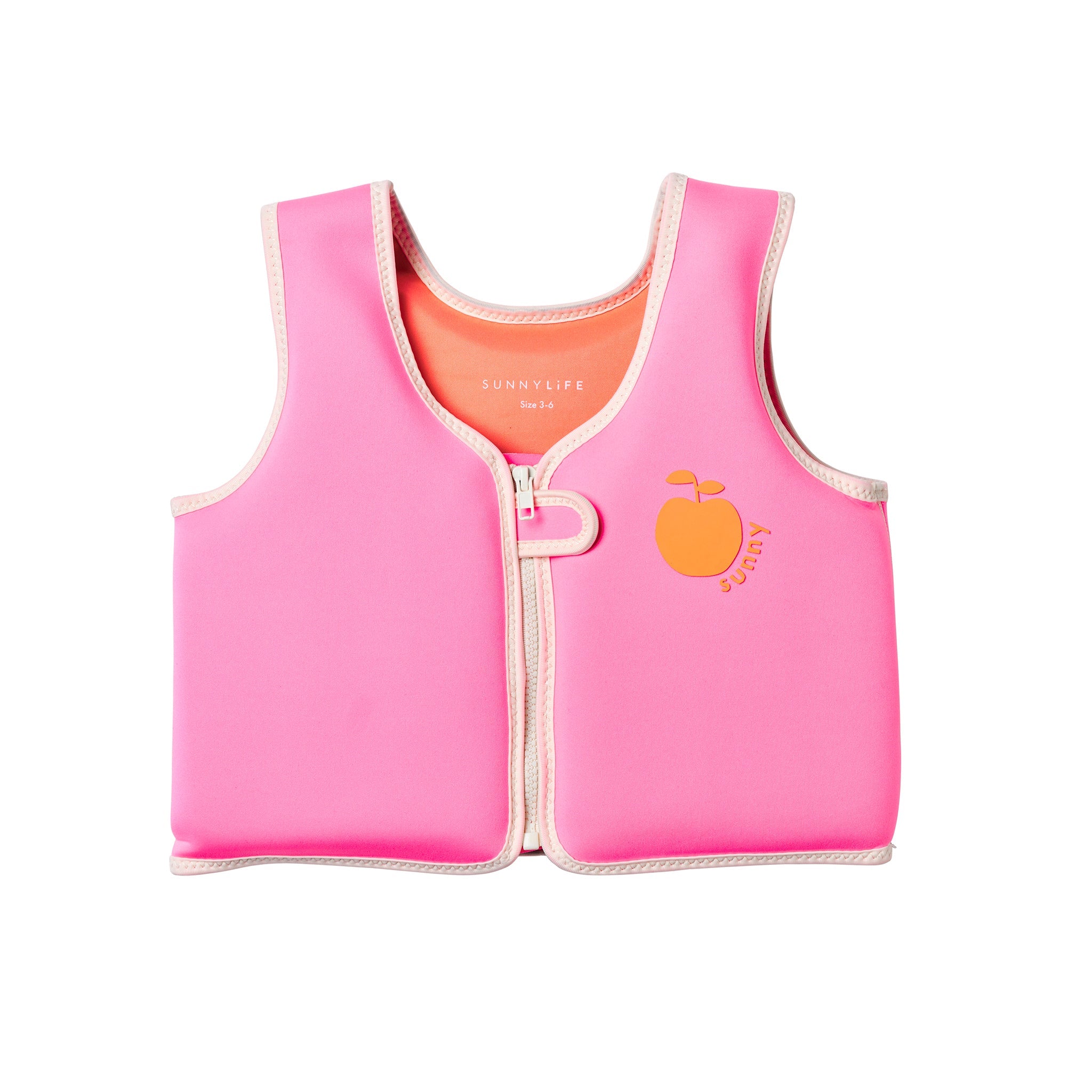 Kids Swim Vest 3-6 - Poppy the Peach Neon Pink