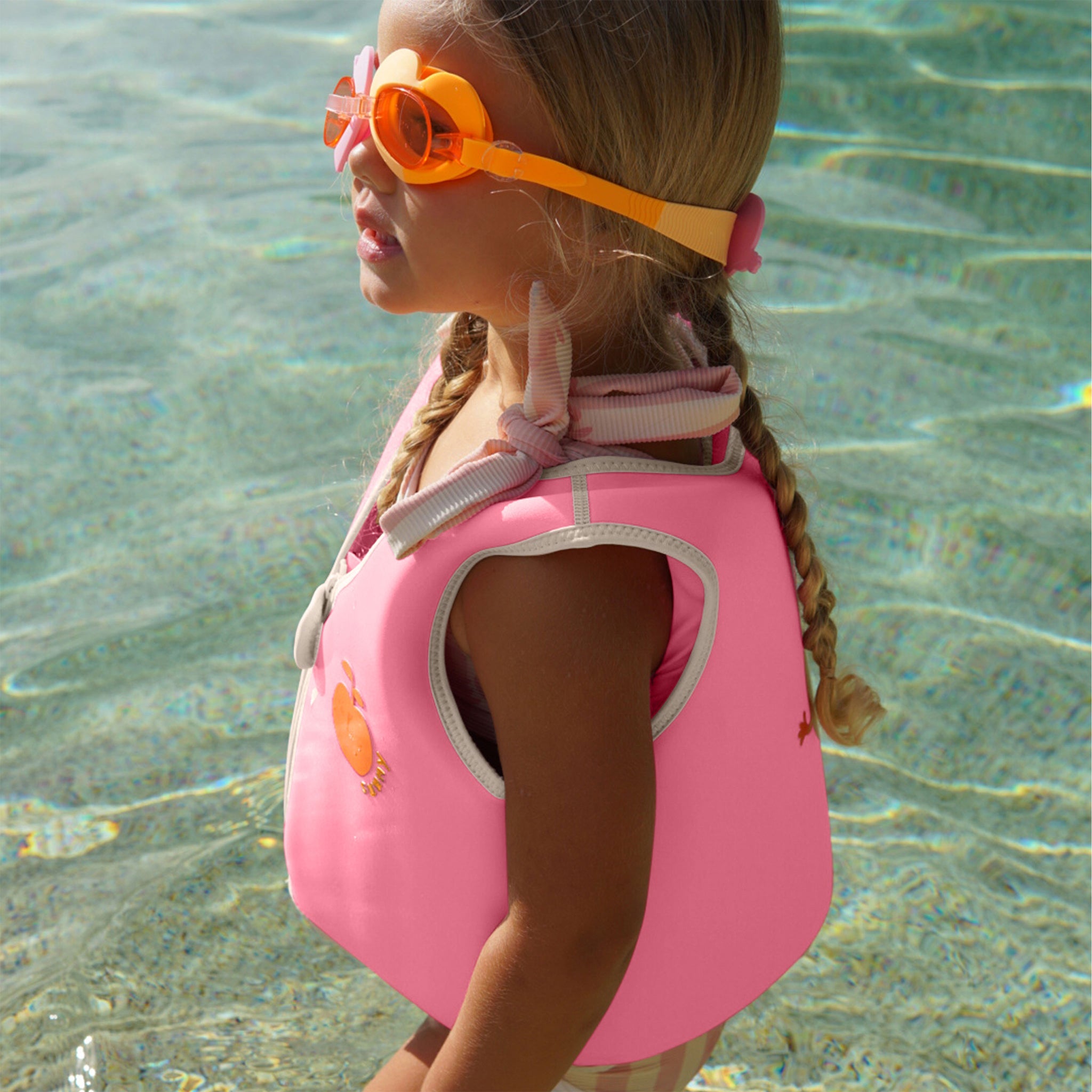 Kids Swim Vest 3-6 - Poppy the Peach Neon Pink