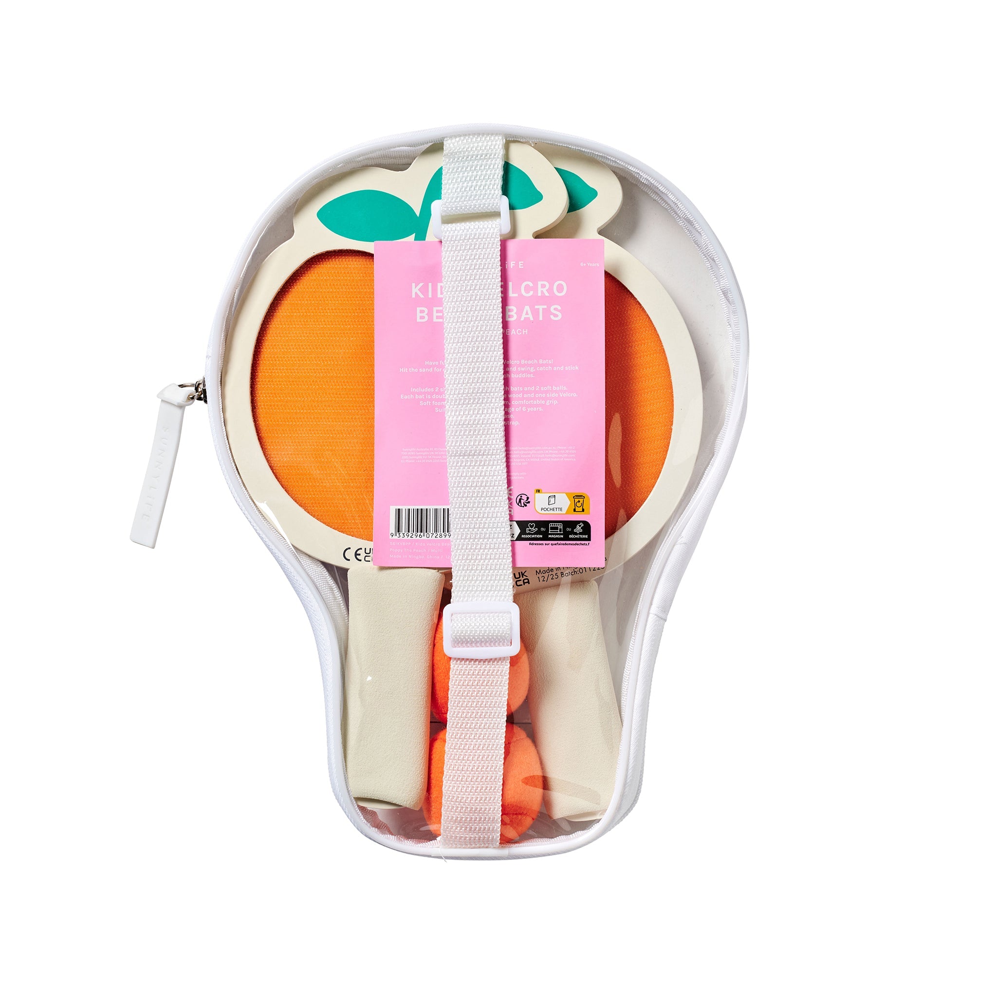 Kids Velcro Beach Bats - Poppy the Peach Multi