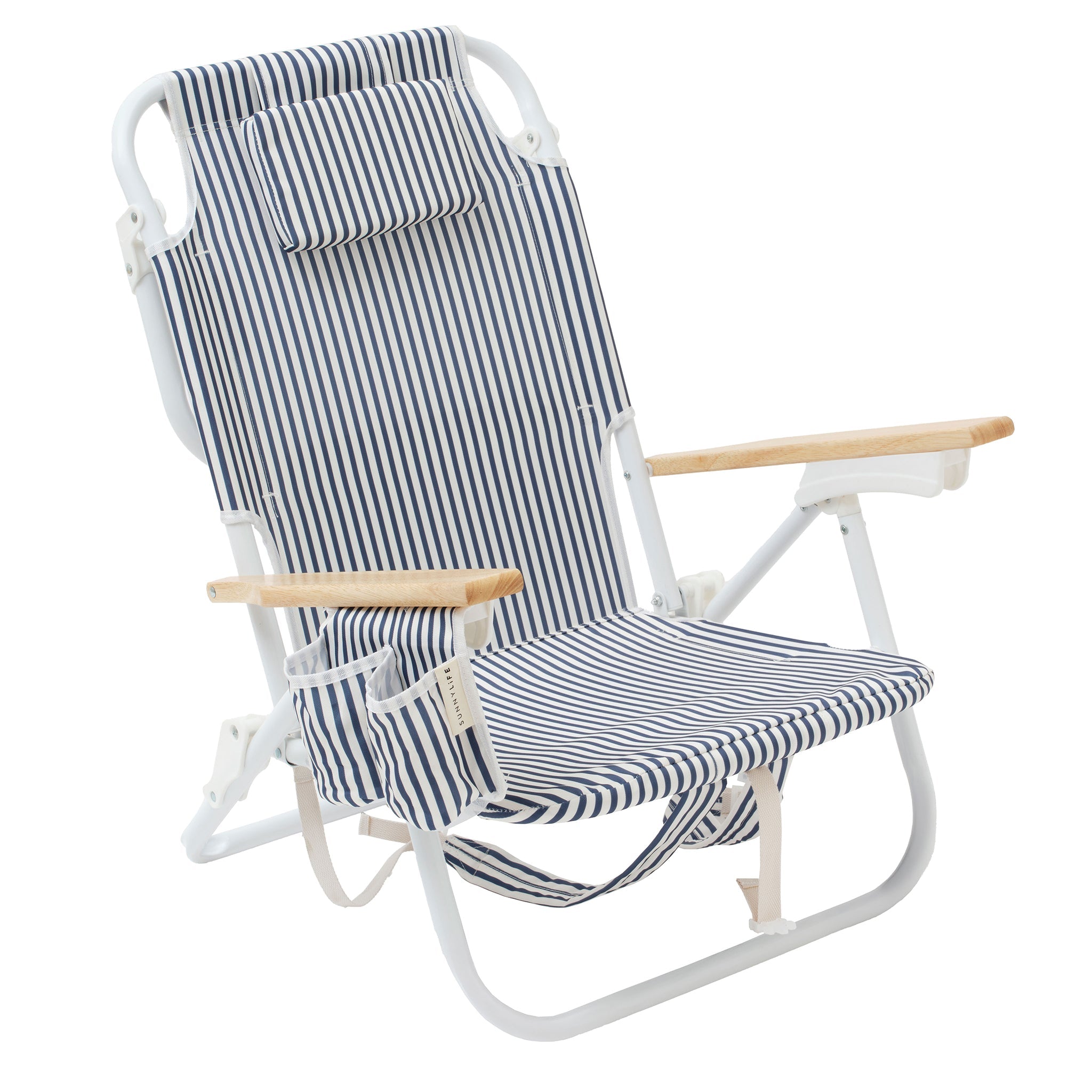 Deluxe Beach Chair - Navy Stripe