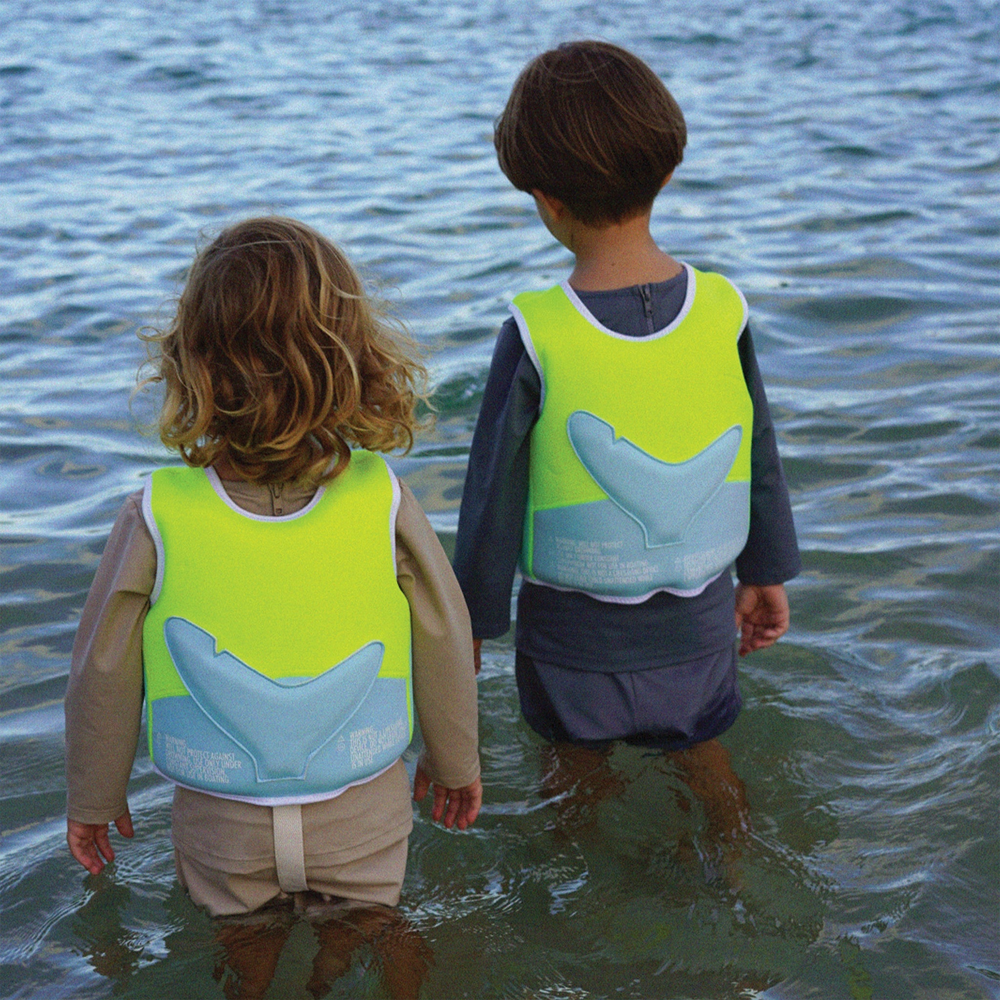 Kids Swim Vest 1-2 - Salty the Shark Neon Yellow