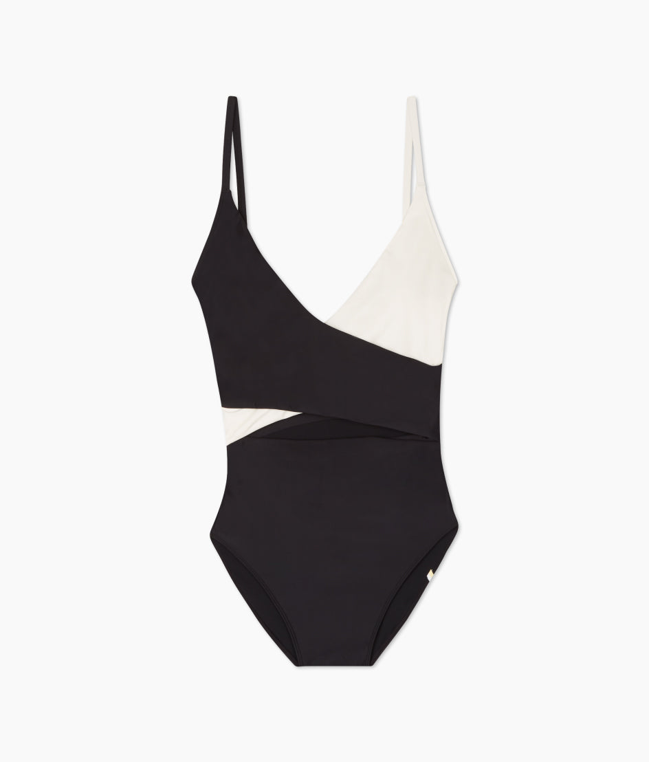 The Sea Breeze Cutout One-Piece - Sea Urchin & White Sand
