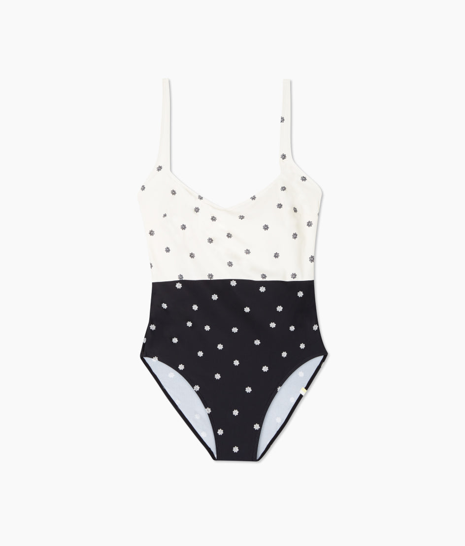 The Seascape Sweetheart One Piece - Microfloral in Sea Urchin & White Sand