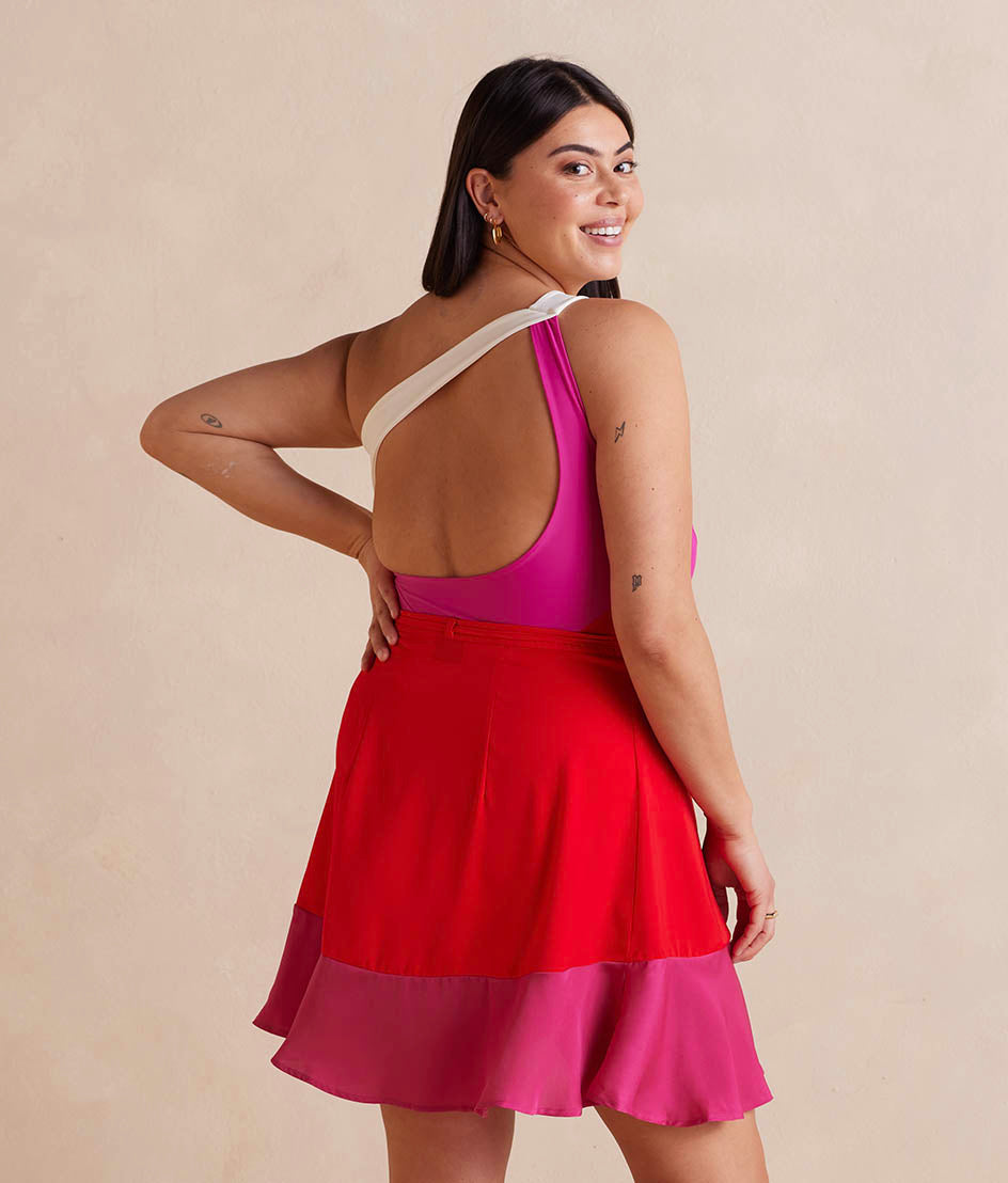 The Short Beach to Brunch Wrap Skirt - Lava & Hibiscus