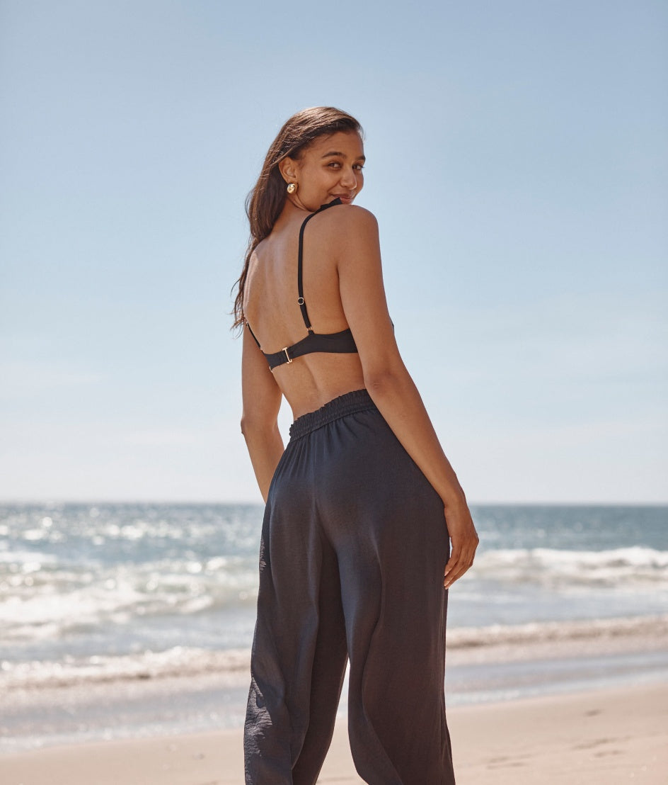 The Silky Luxe Palazzo Pants with Ties - Sea Urchin