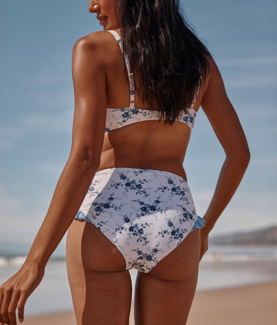 The Ruffle Mid-Rise Bikini Bottom - Amelie Floral