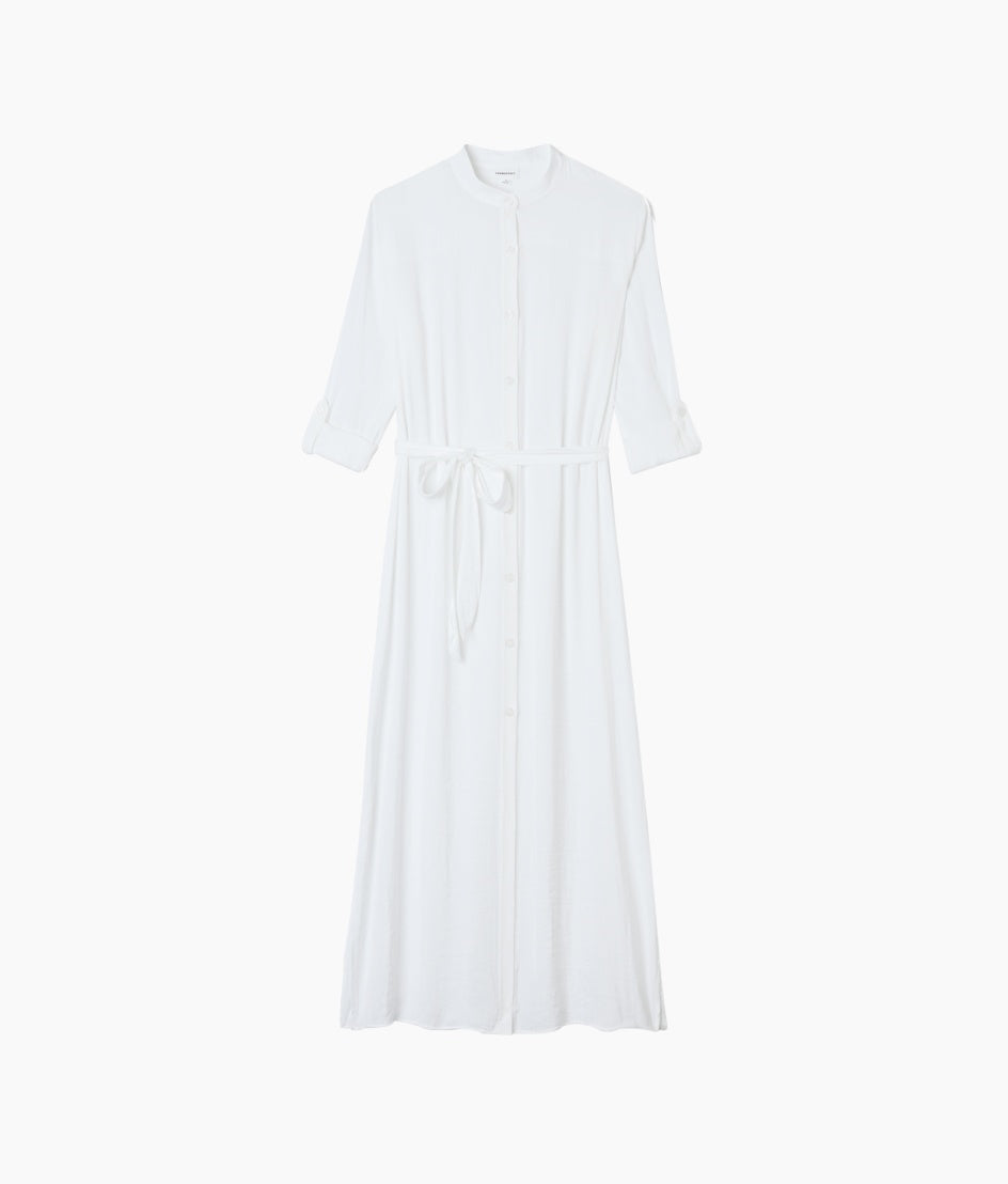 The Silky Luxe Long Effortless Shirtdress Cover-Up - Cloud White