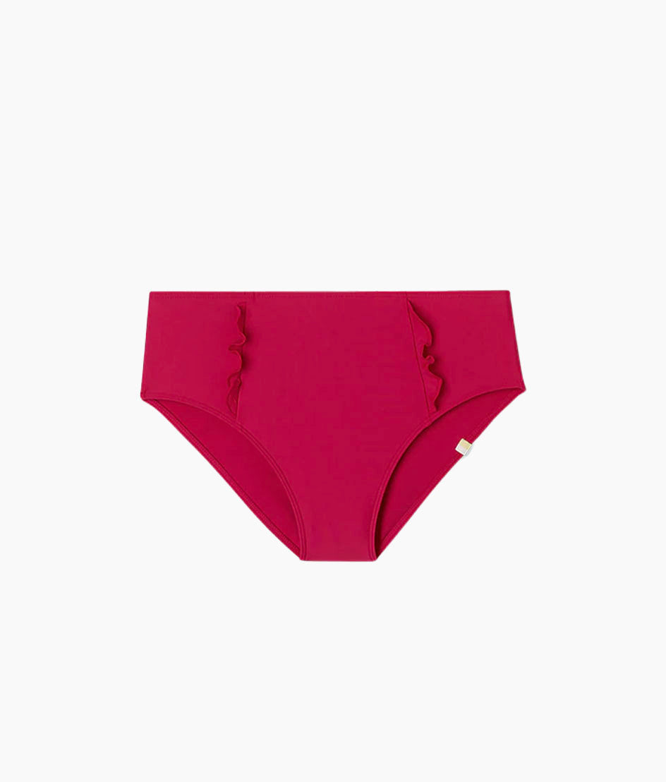 The Ruffle High Leg High Rise Bikini Bottom - Spritz