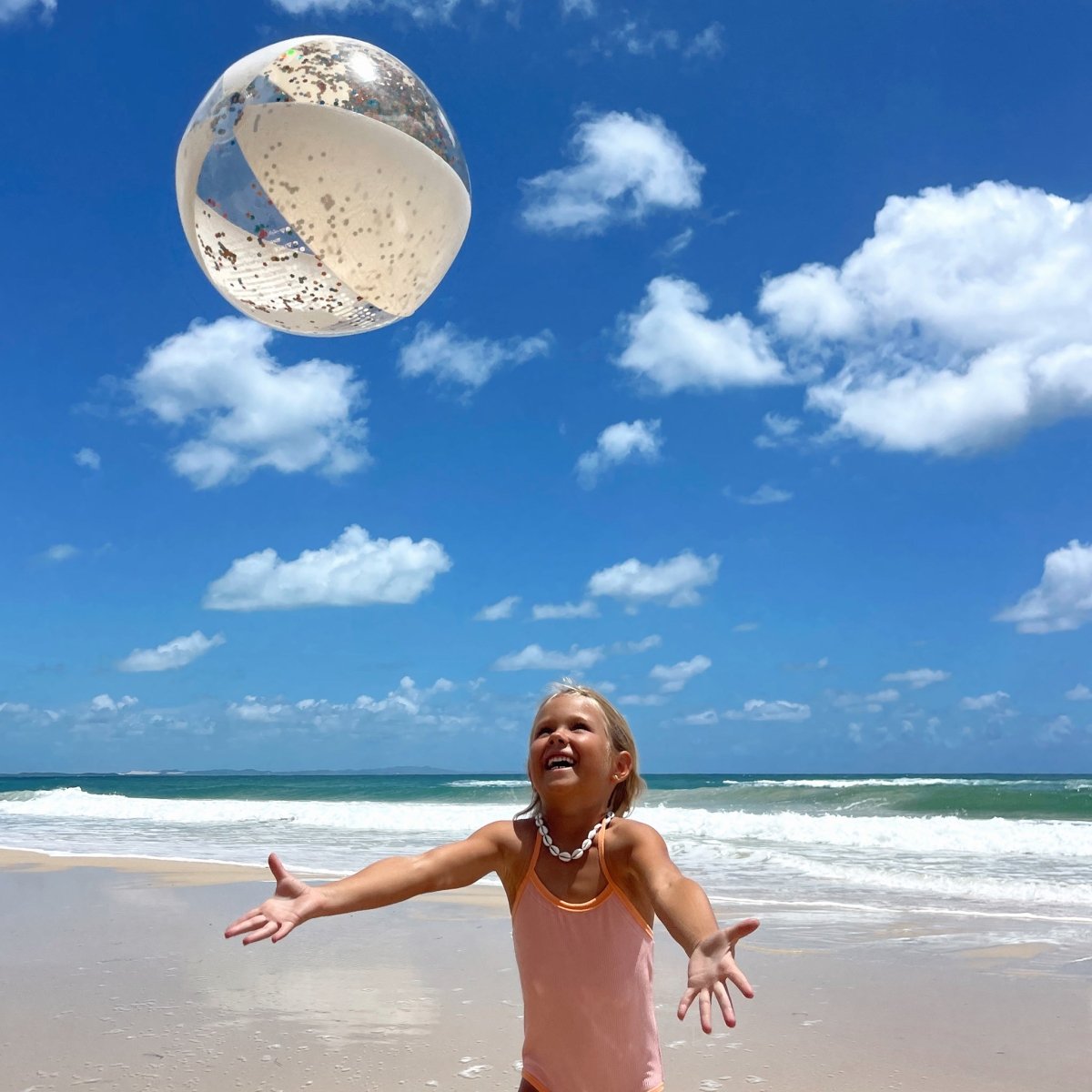 Inflatable Beach Ball - Cotton Candy Glitter