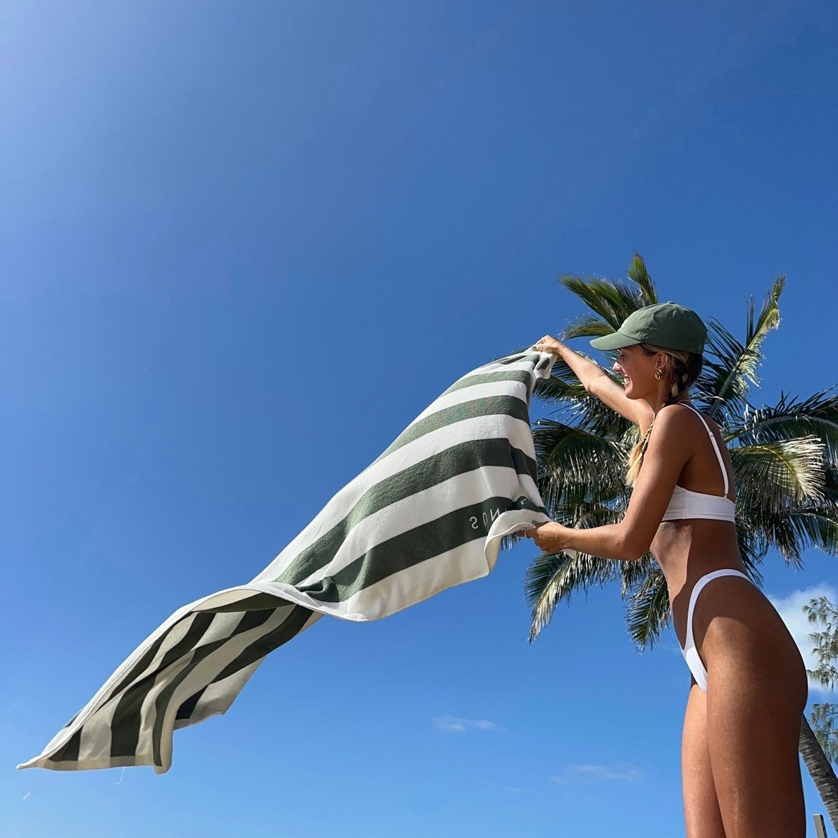 Luxe Towel - The Vacay Olive Stripe