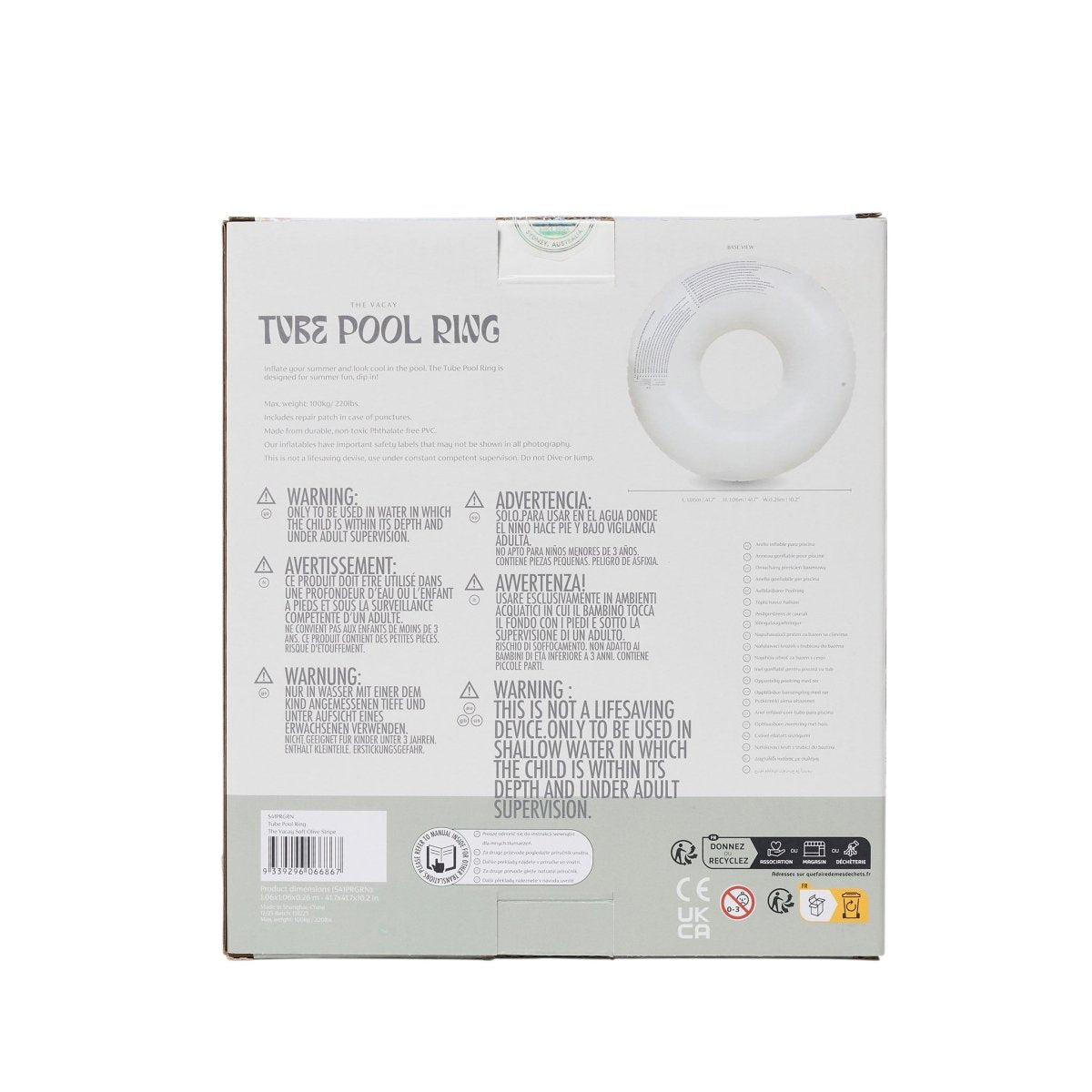 Tube Pool Ring - The Vacay Soft Olive Stripe