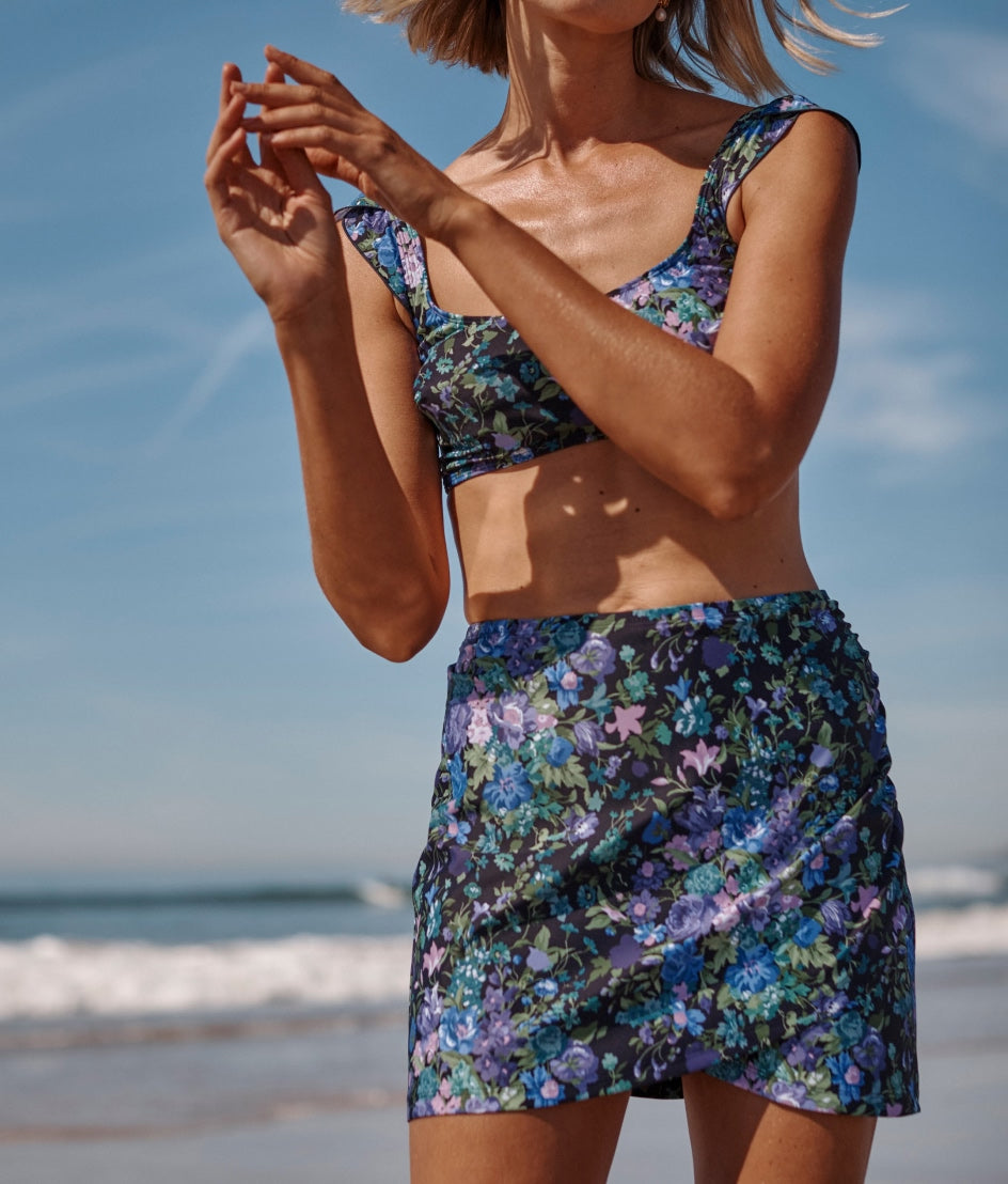 The Ruched Swim Skirt - Bouquet Carnival