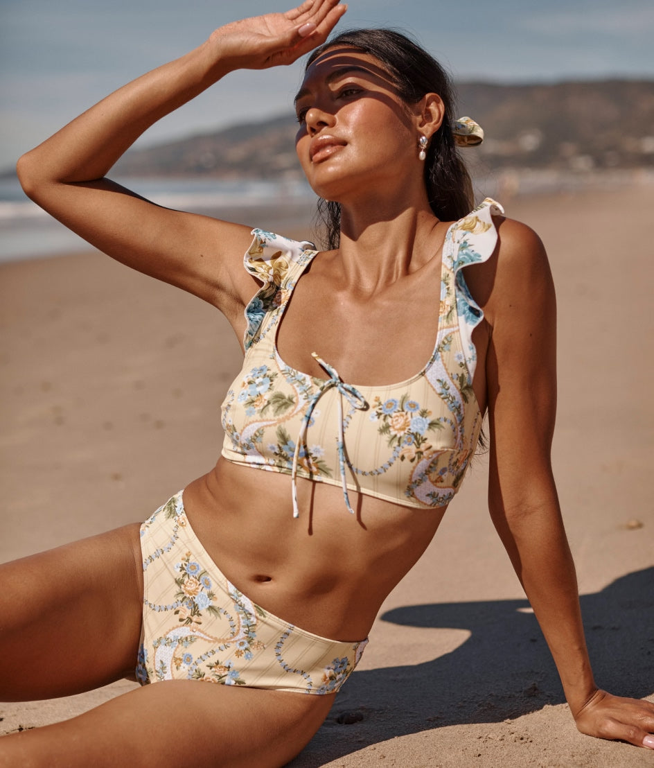 The Flutter Sleeve Haven Bikini Top - Ribbon Cascade & Bow Bouquet
