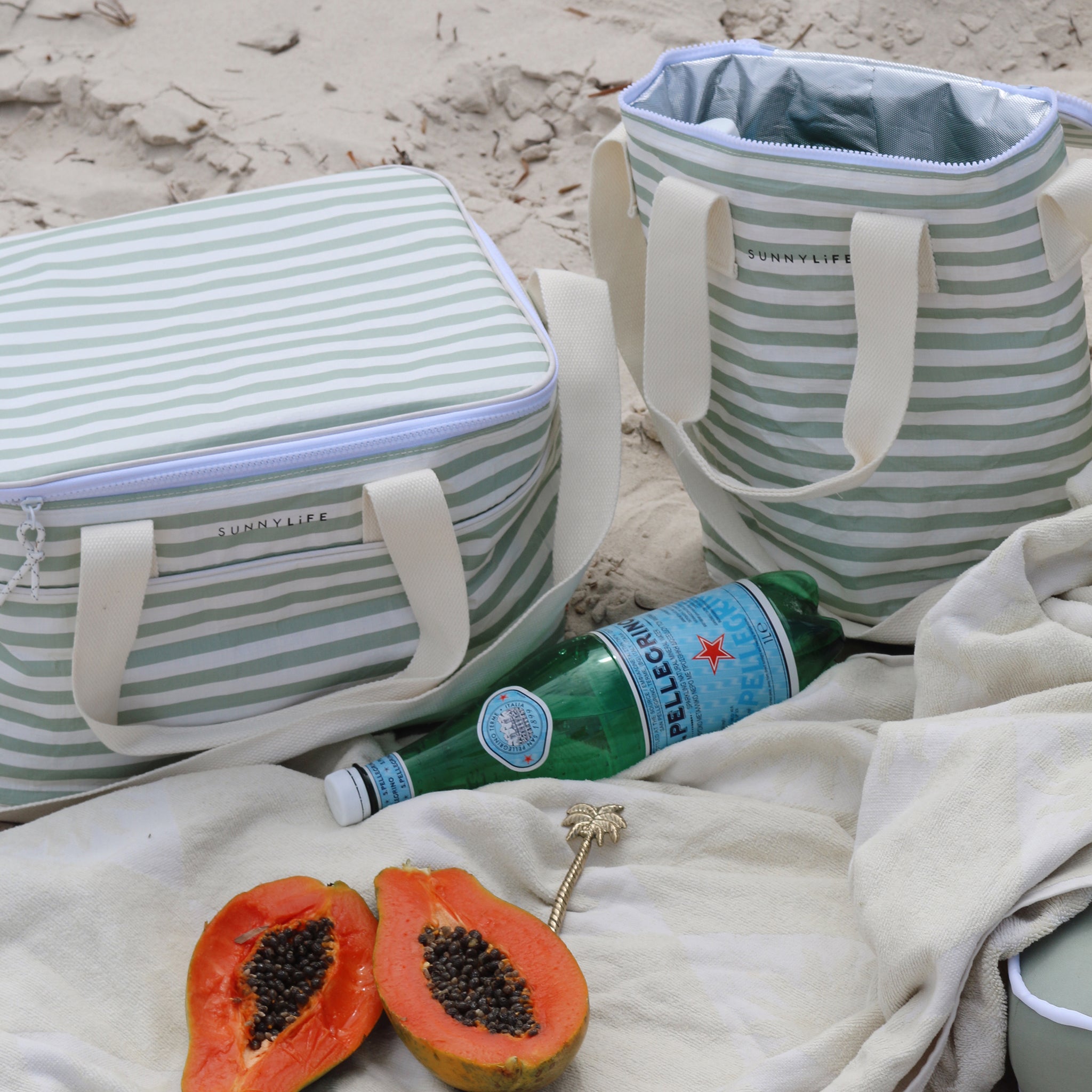 Light Cooler Bag - Sea Sage Stripe