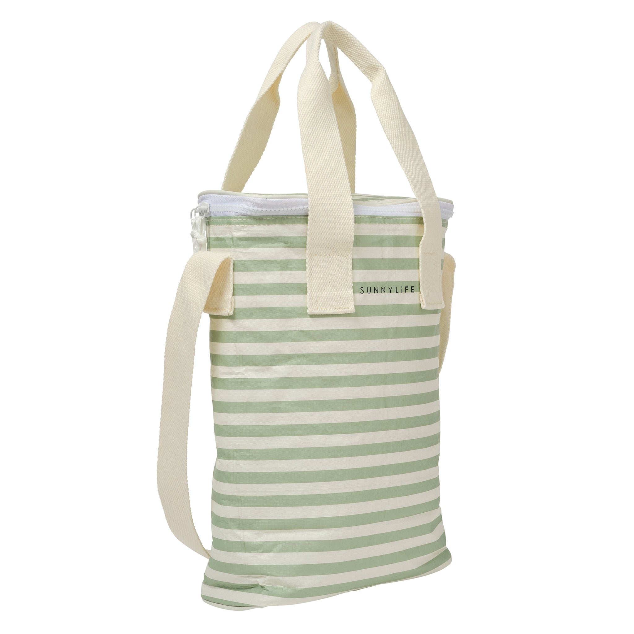 Light Cooler Drinks Bag - Sea Sage Stripe