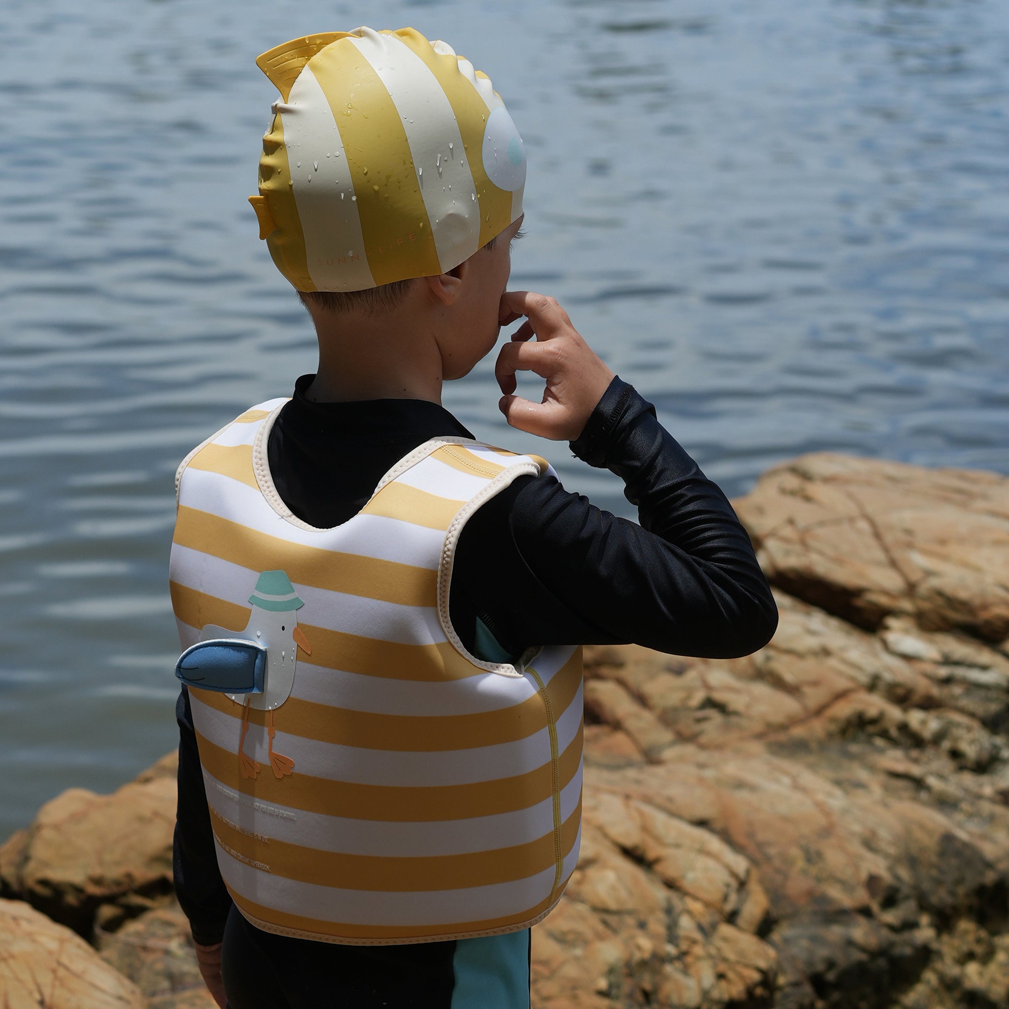 Kids Swim Vest 3-6 - Sammy the Seagull Yellow Stripe