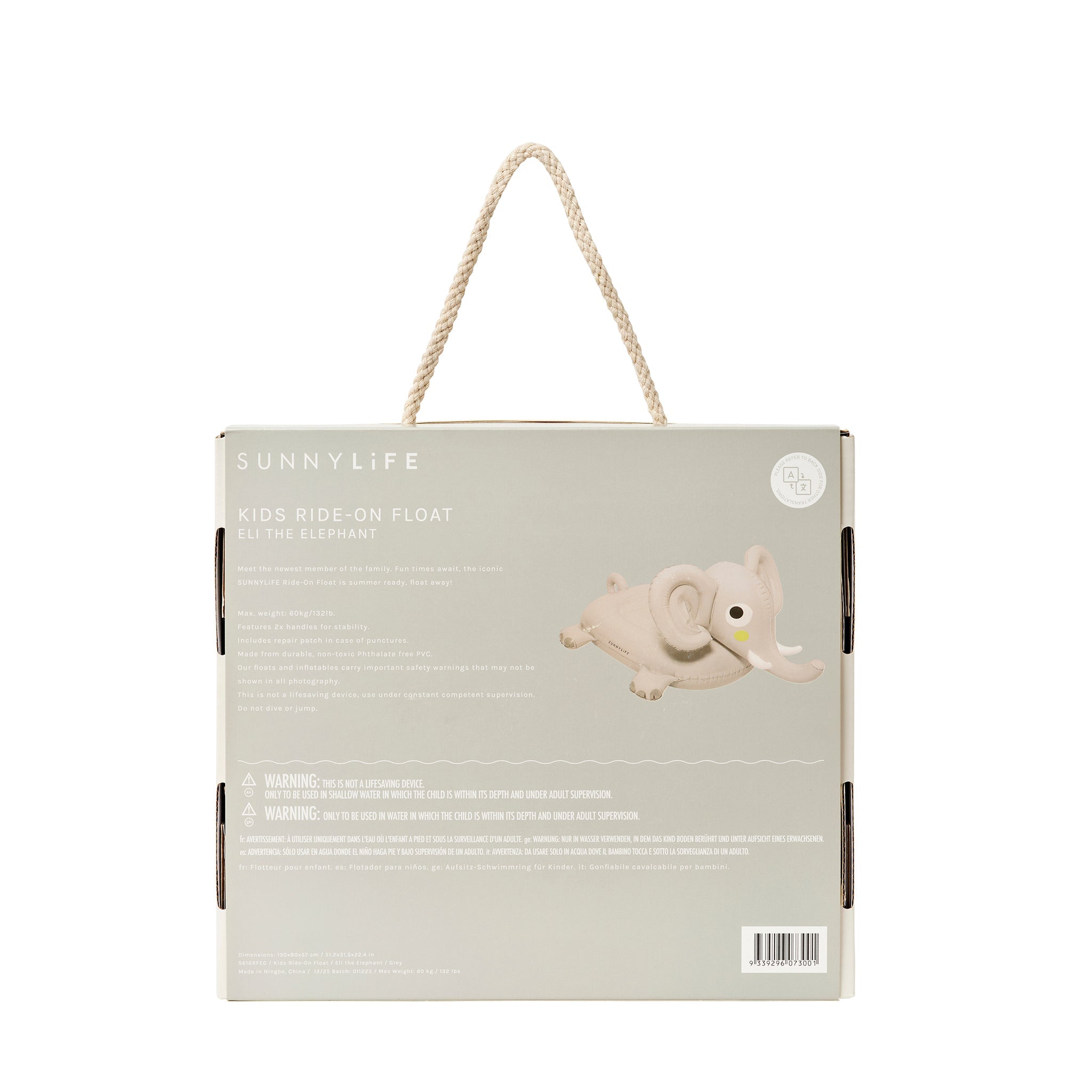 Kids Ride-On Float - Eli the Elephant Grey