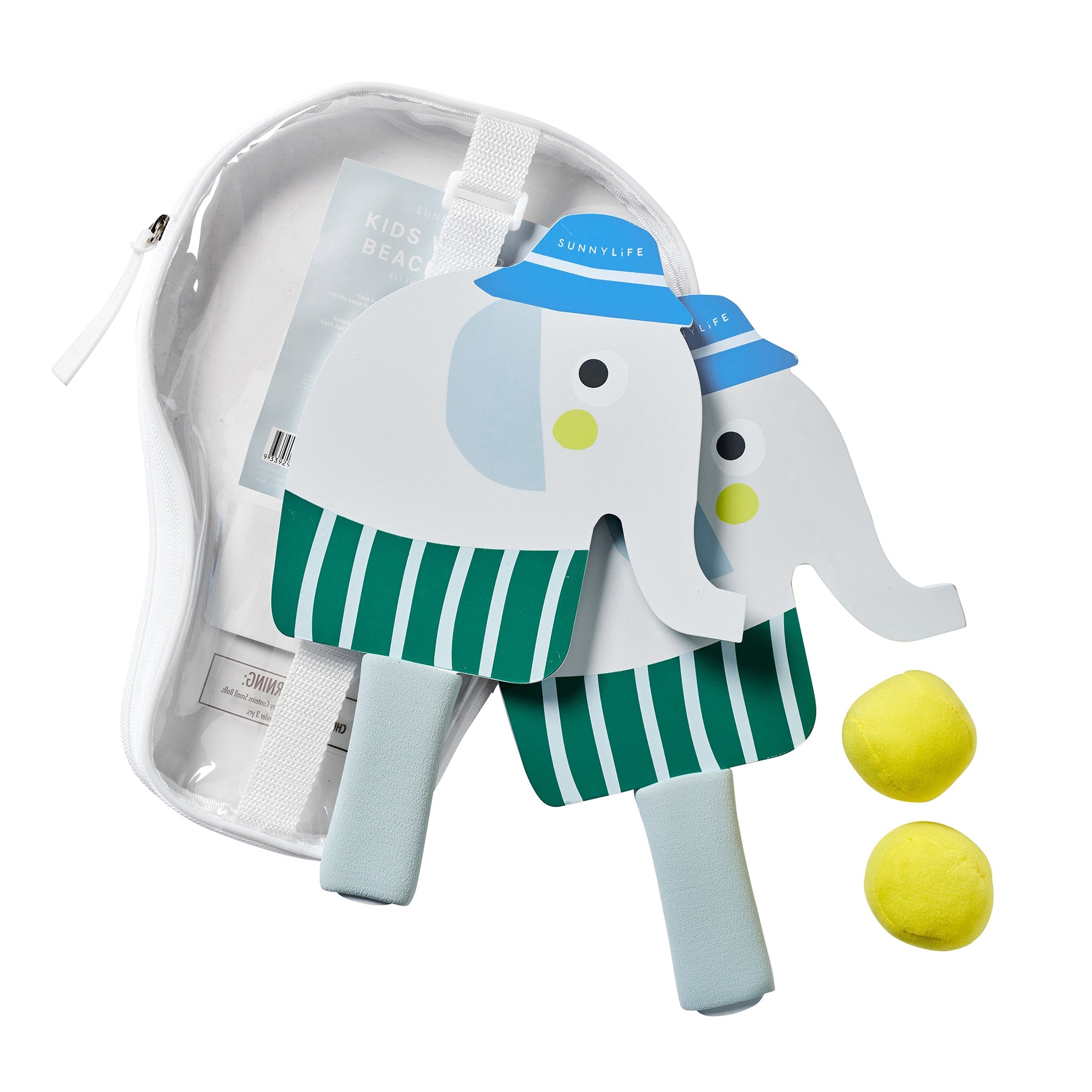 Kids Velcro Beach Bats - Eli the Elephant Multi