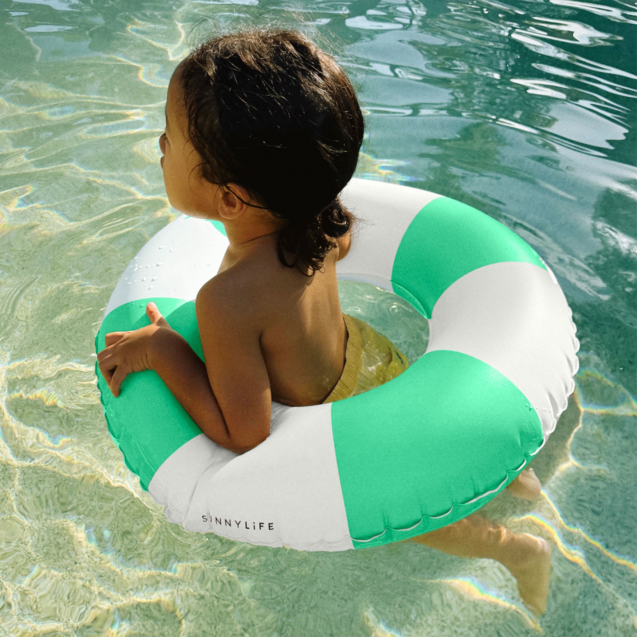 Mini Tube Pool Ring - Green Stripe