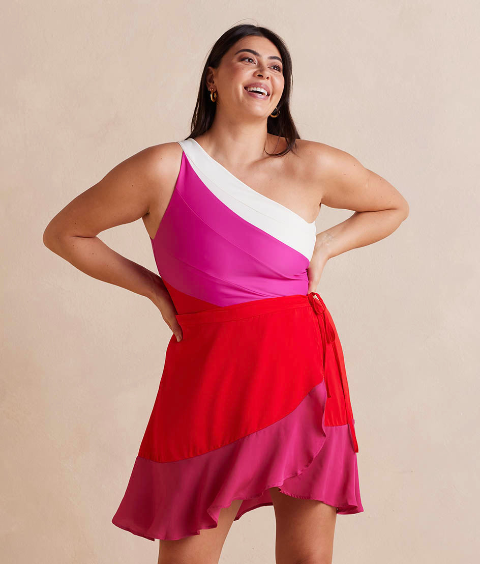 The Short Beach to Brunch Wrap Skirt - Lava & Hibiscus