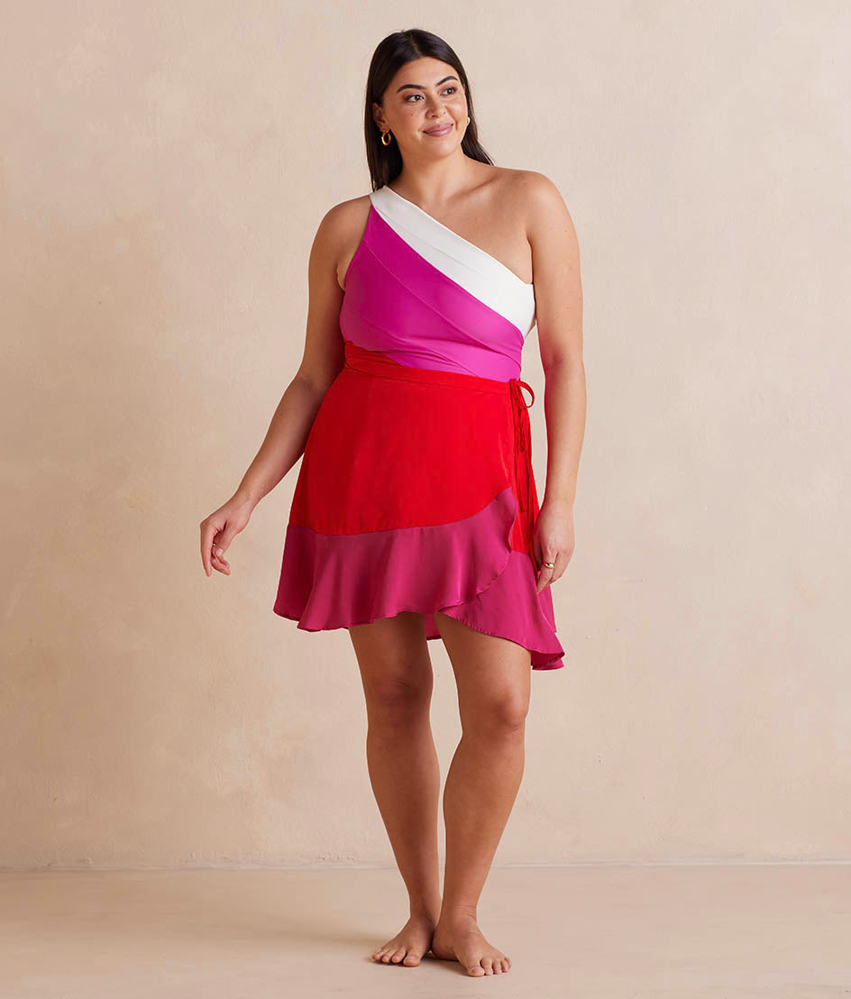 The Short Beach to Brunch Wrap Skirt - Lava & Hibiscus