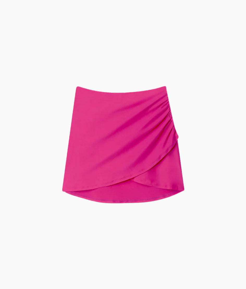 The Ruched Swim Skirt - Hibiscus