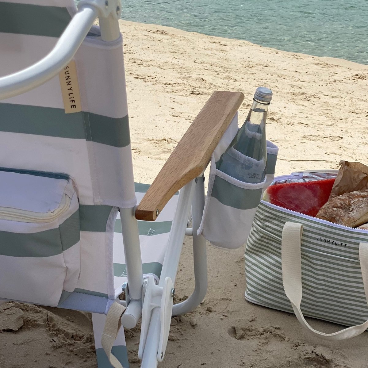 Beach Chair Deluxe - La Palma Sage Stripe