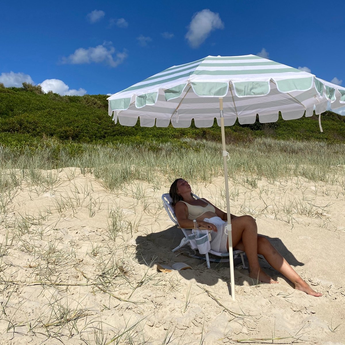 Beach Chair Deluxe - La Palma Sage Stripe