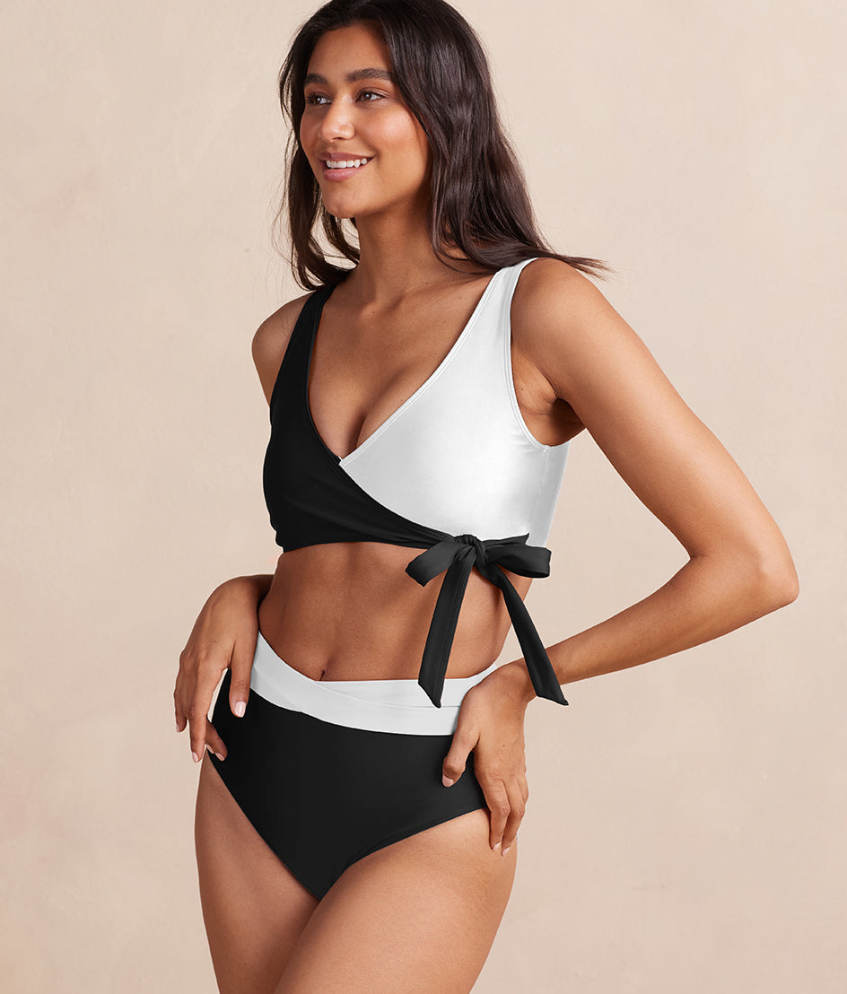 The Perfect Wrap Bikini Top - Sea Urchin & White Sand
