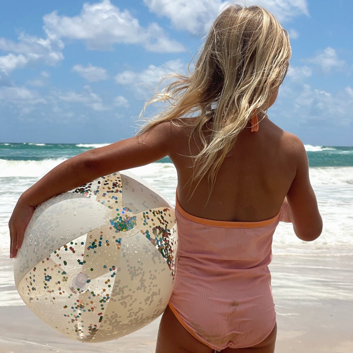 Inflatable Beach Ball - Cotton Candy Glitter