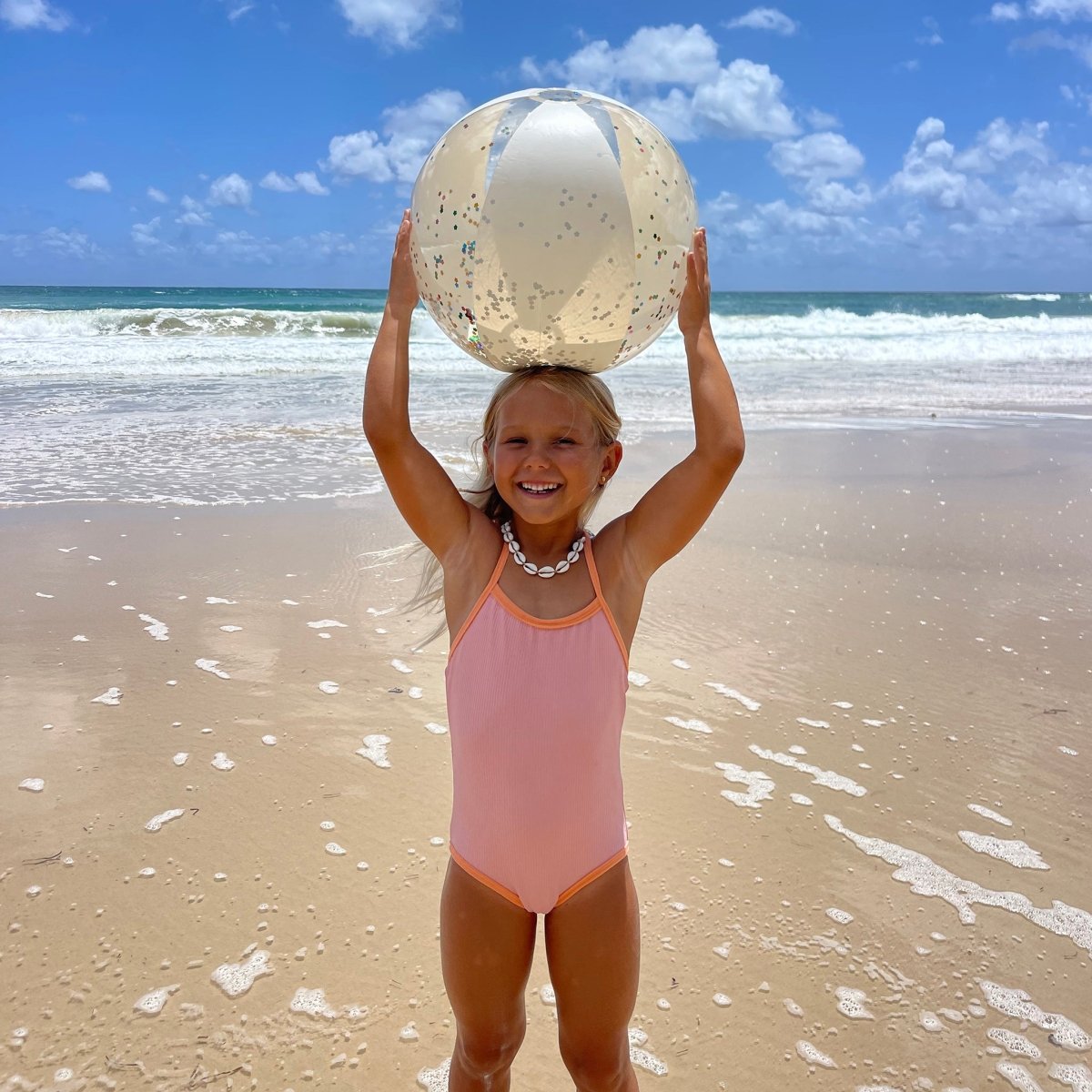 Inflatable Beach Ball - Cotton Candy Glitter