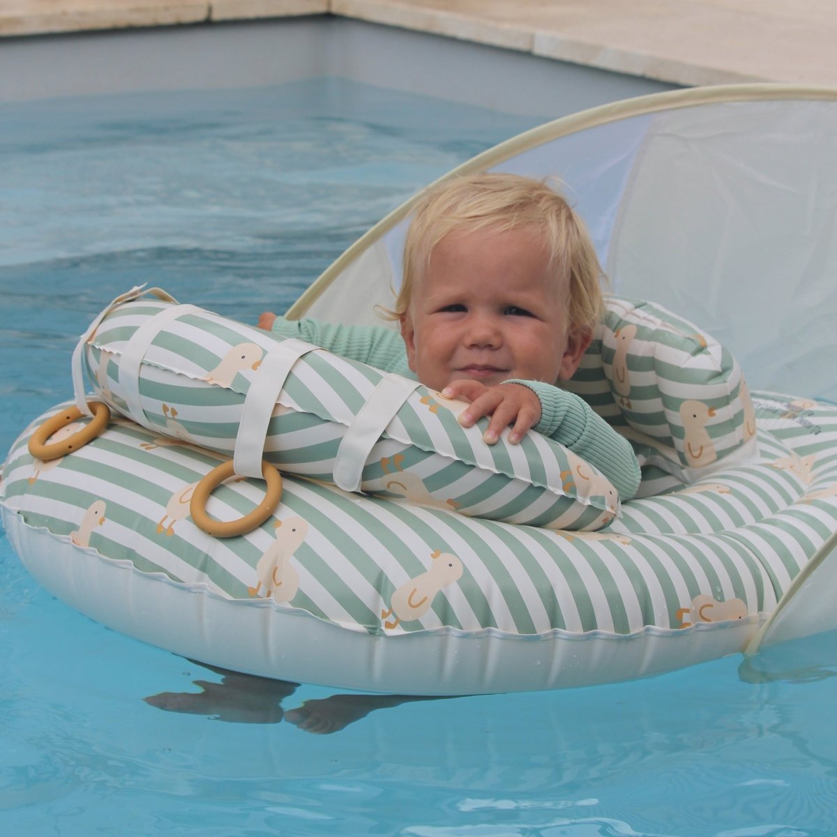 Interactive Baby Float - Dex the Duck Green Stripe