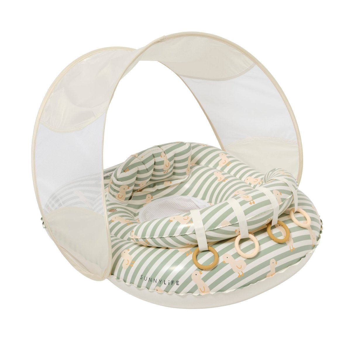 Interactive Baby Float - Dex the Duck Green Stripe