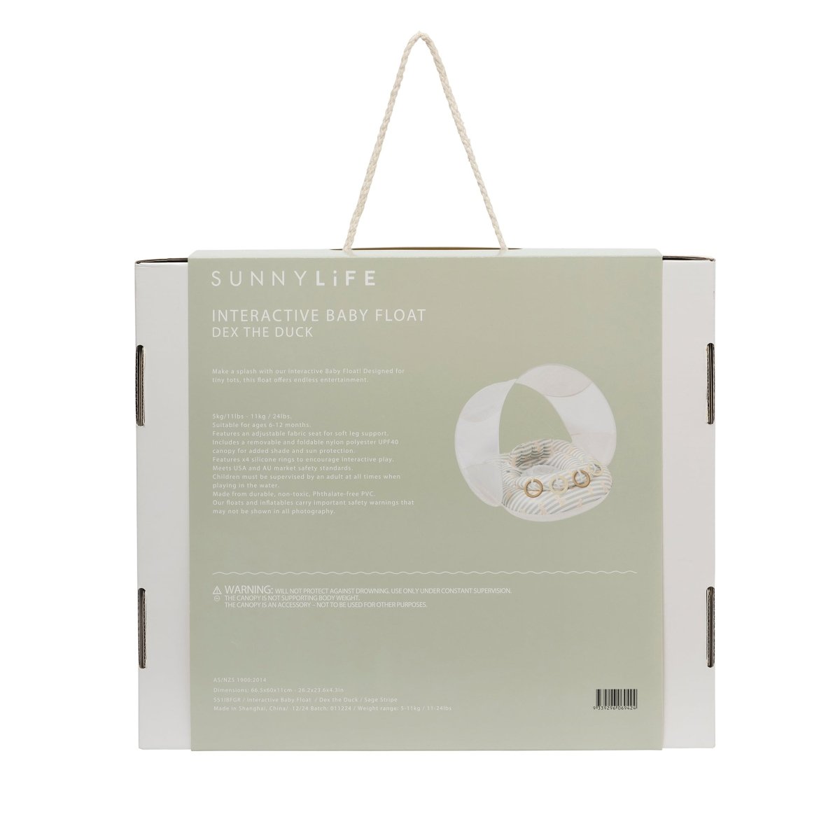 Interactive Baby Float - Dex the Duck Green Stripe