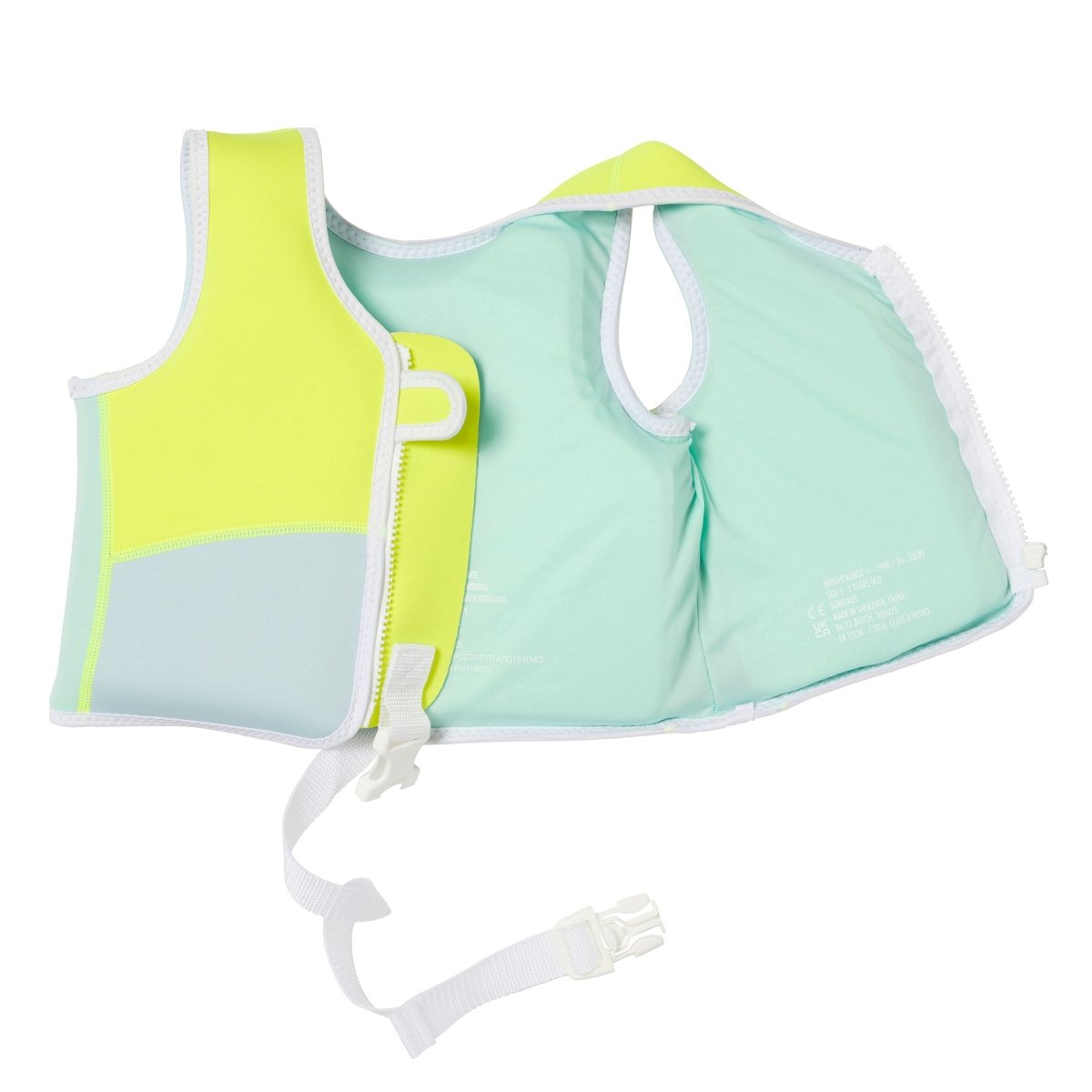 Kids Swim Vest 1-2 - Salty the Shark Neon Yellow