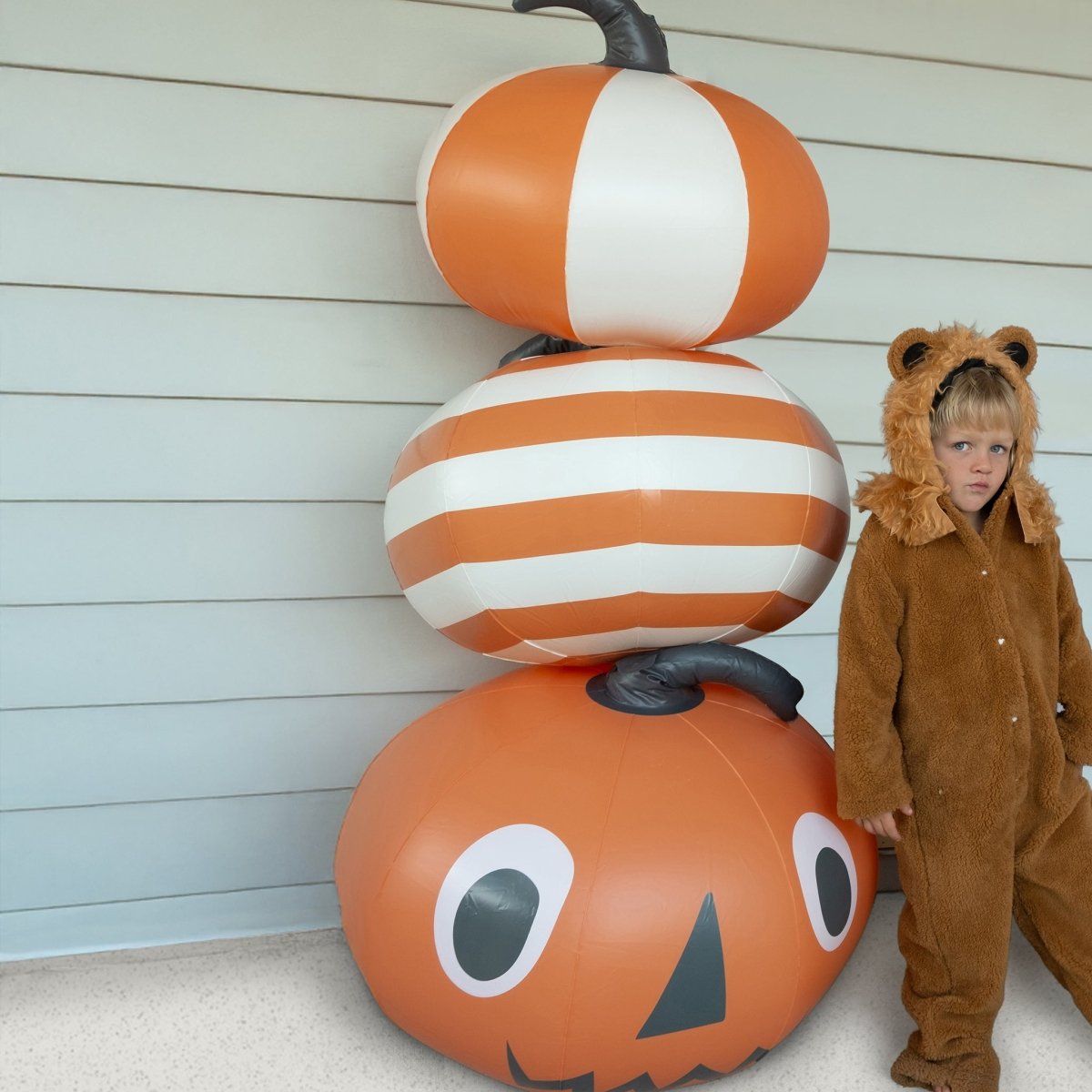 Light Up Orange Inflatable Halloween Pumpkins Set of 3