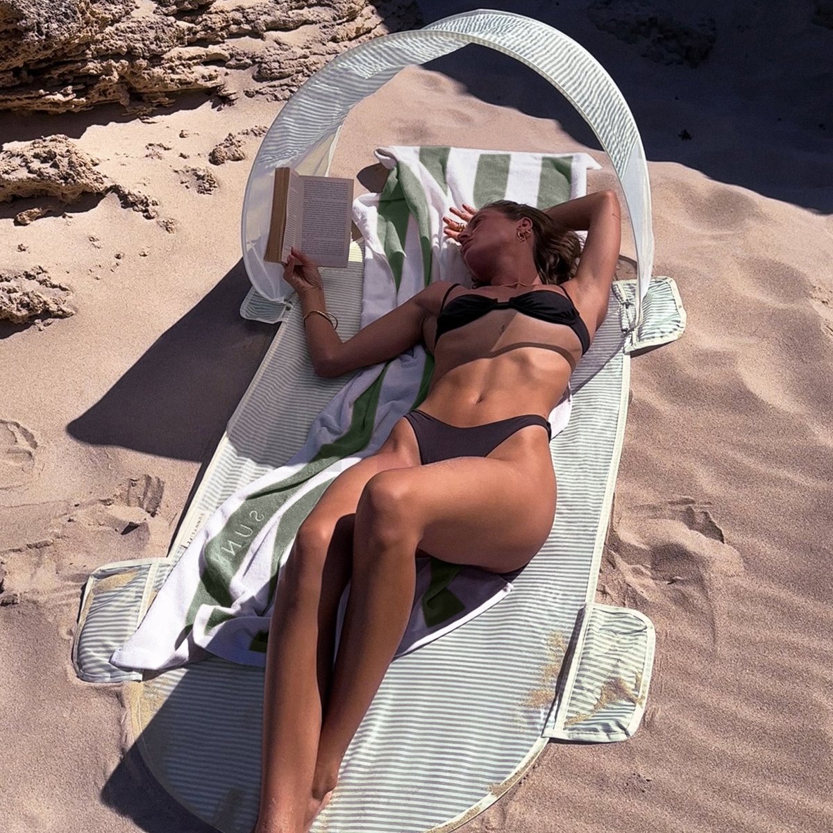 Solo Sun Shader - La Palma Sage Stripe