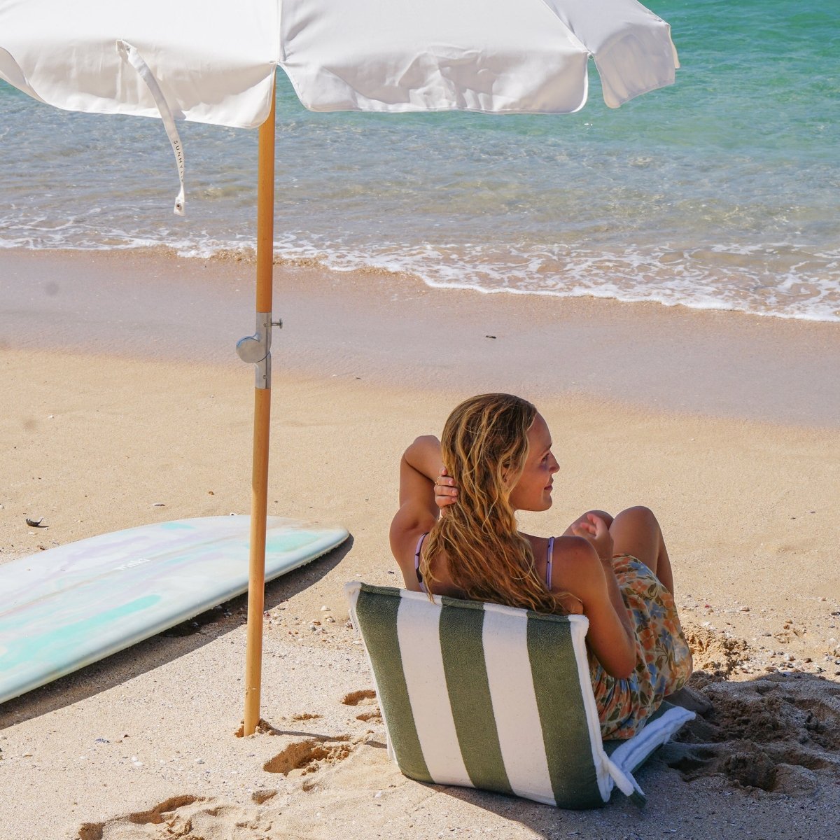 Terry Travel Lounger - Olive Stripe